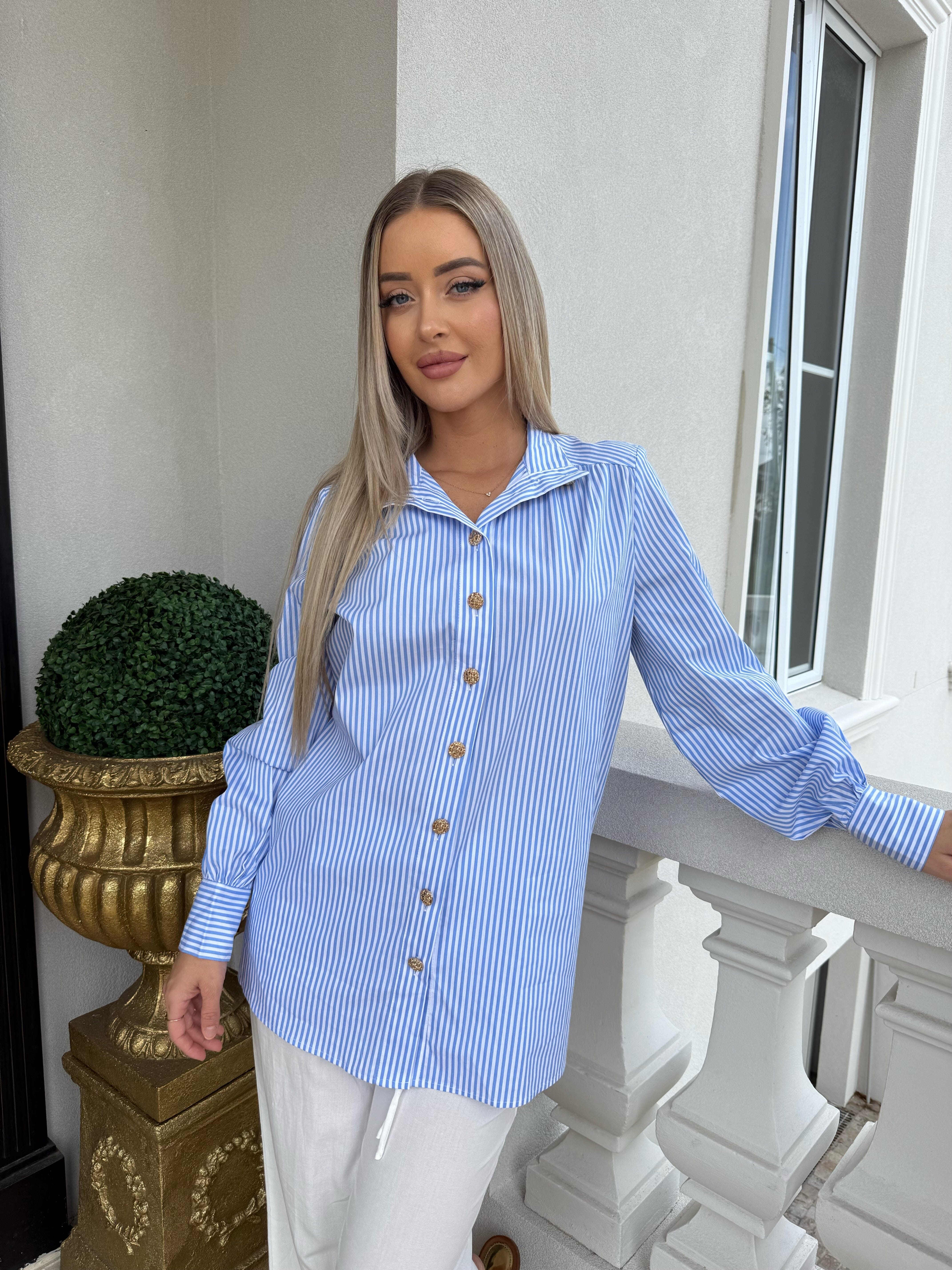 Stripe Gold Button Shirt