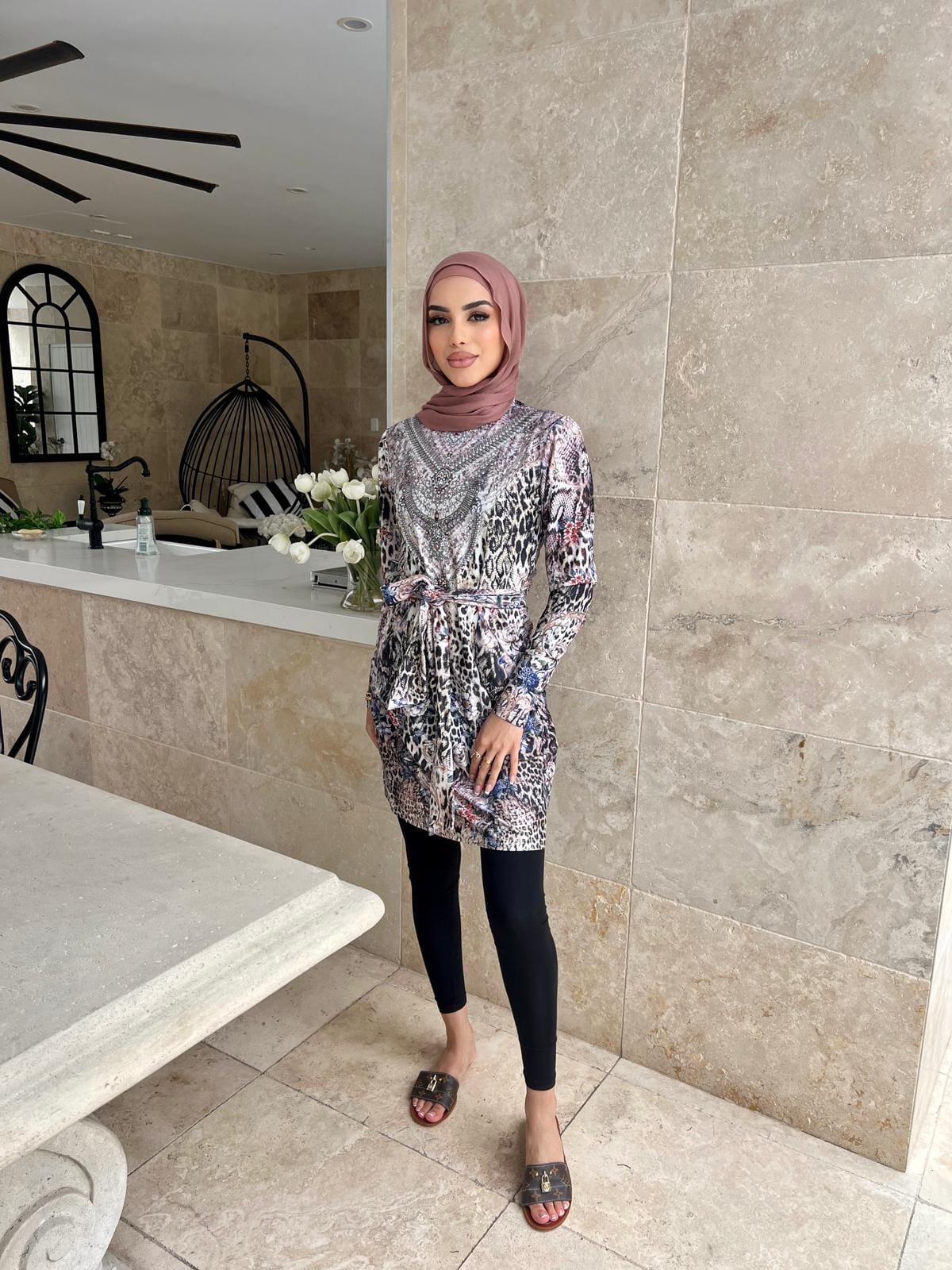 Lavender Cheetah Swim Tunic