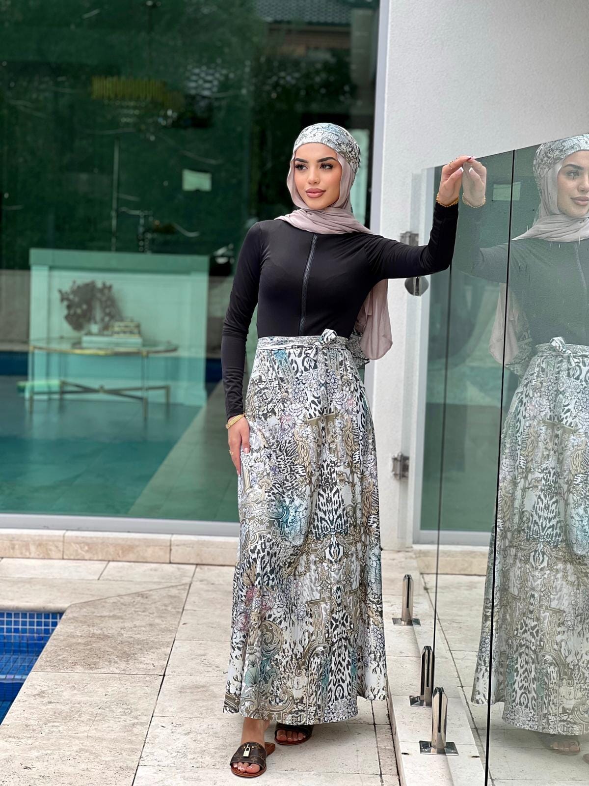 Teal Cheetah Swim Sarong