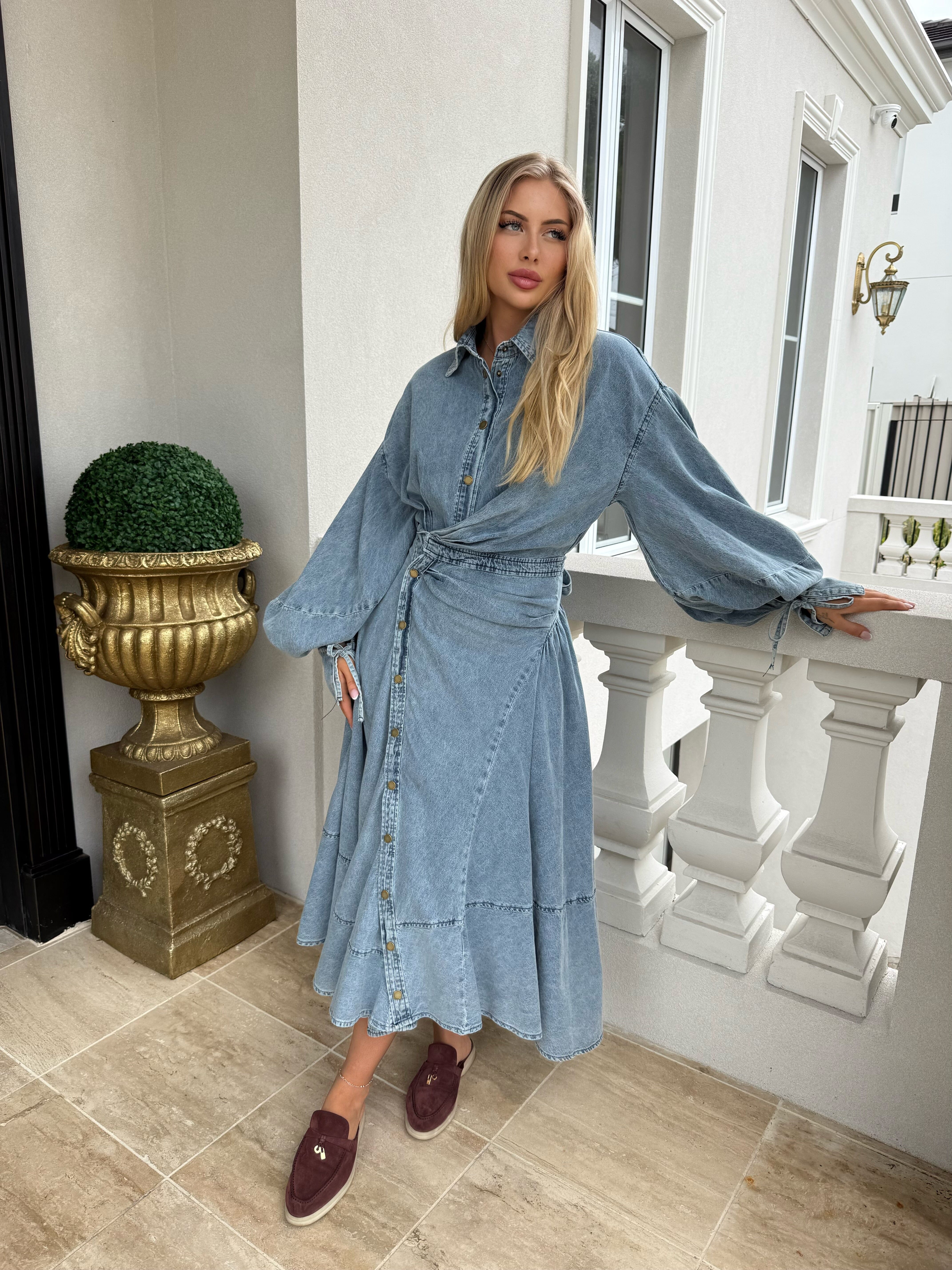 Light Denim Wrap Dress