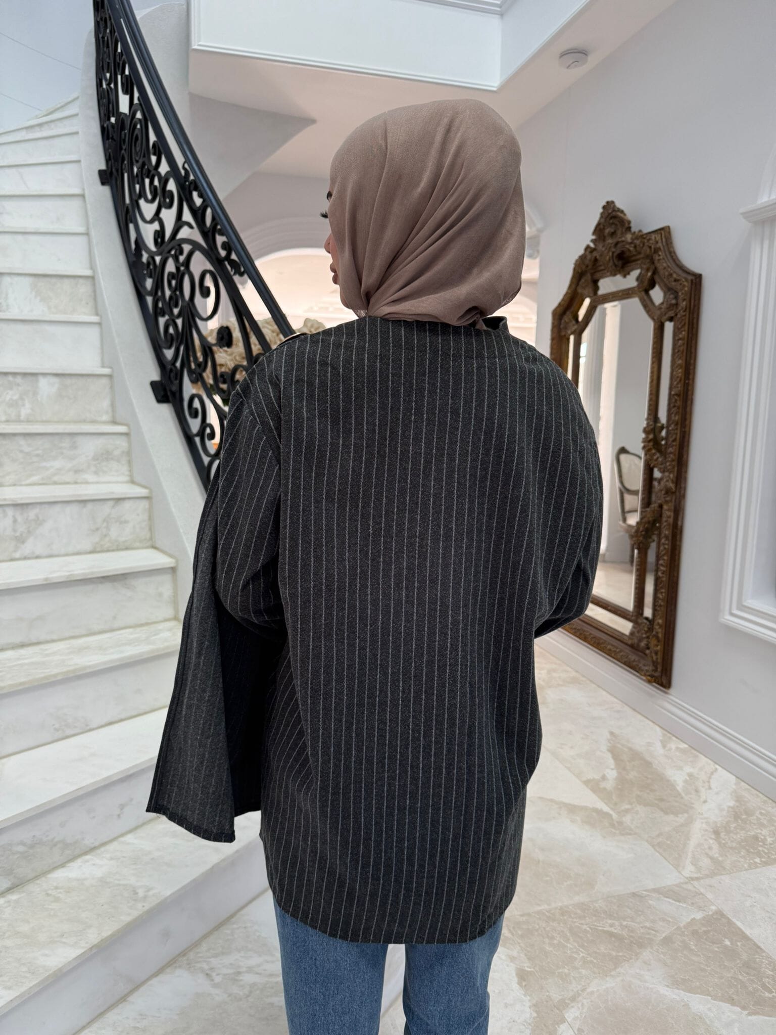 Stripe Shawl Coat