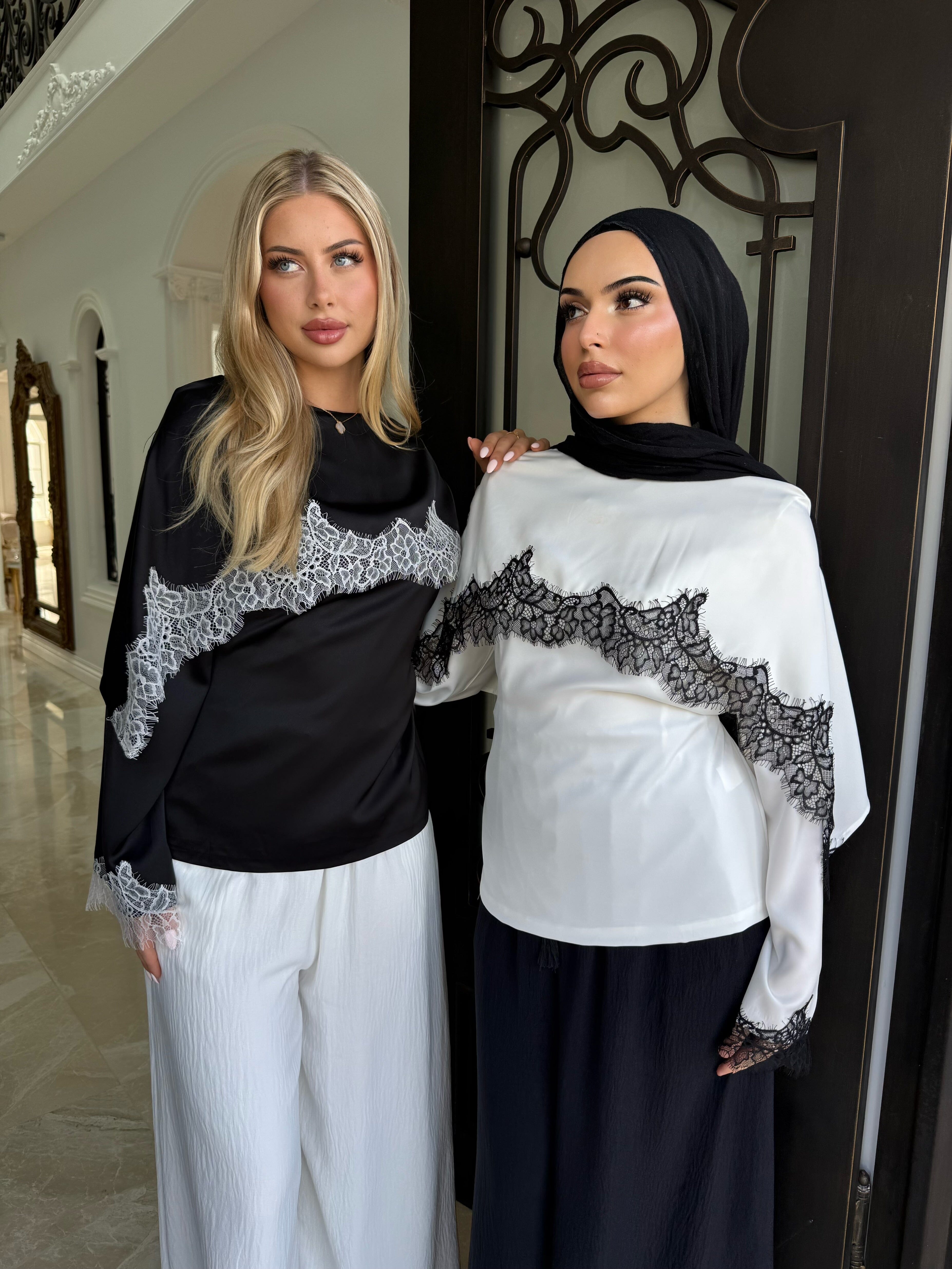 Lace shawl Satin Top