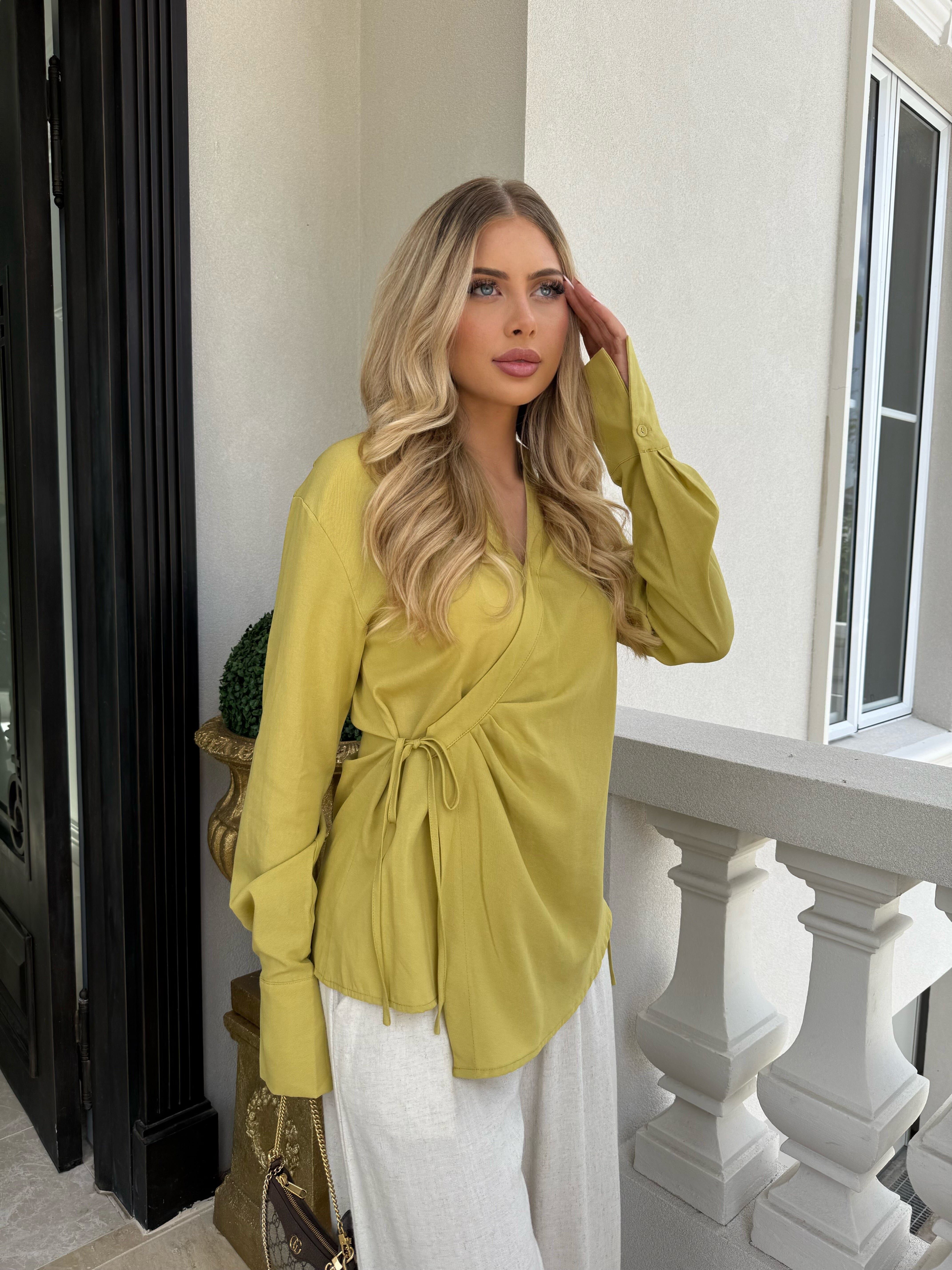 Cross Over Linen Blouse