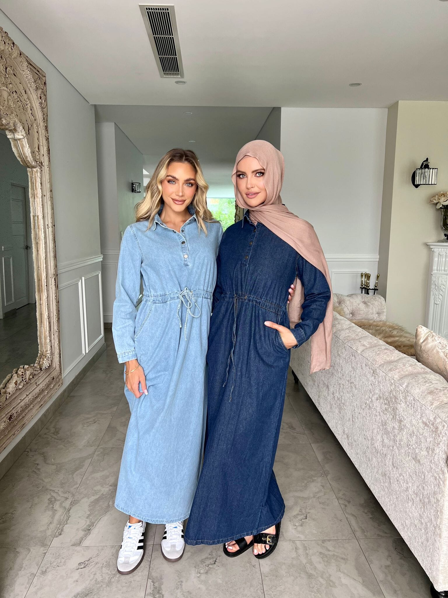 Draw String Denim Dress