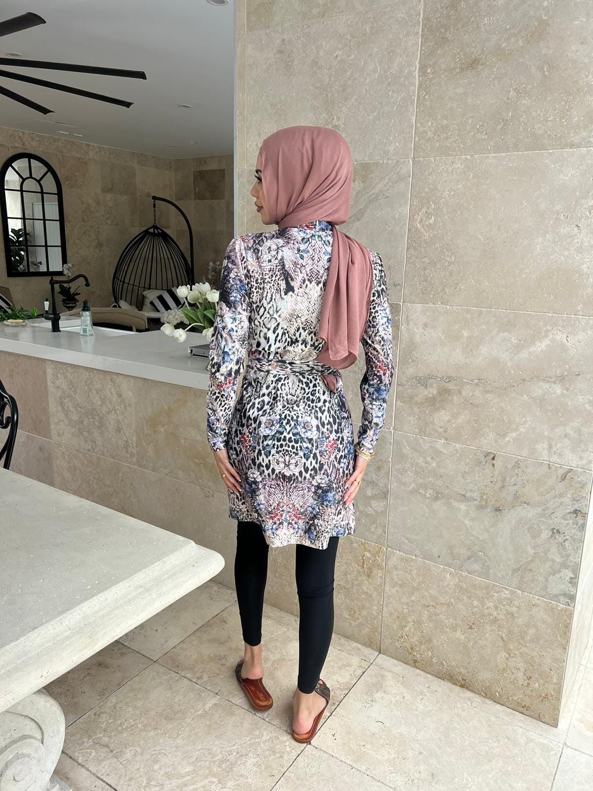 Lavender Cheetah Swim Tunic