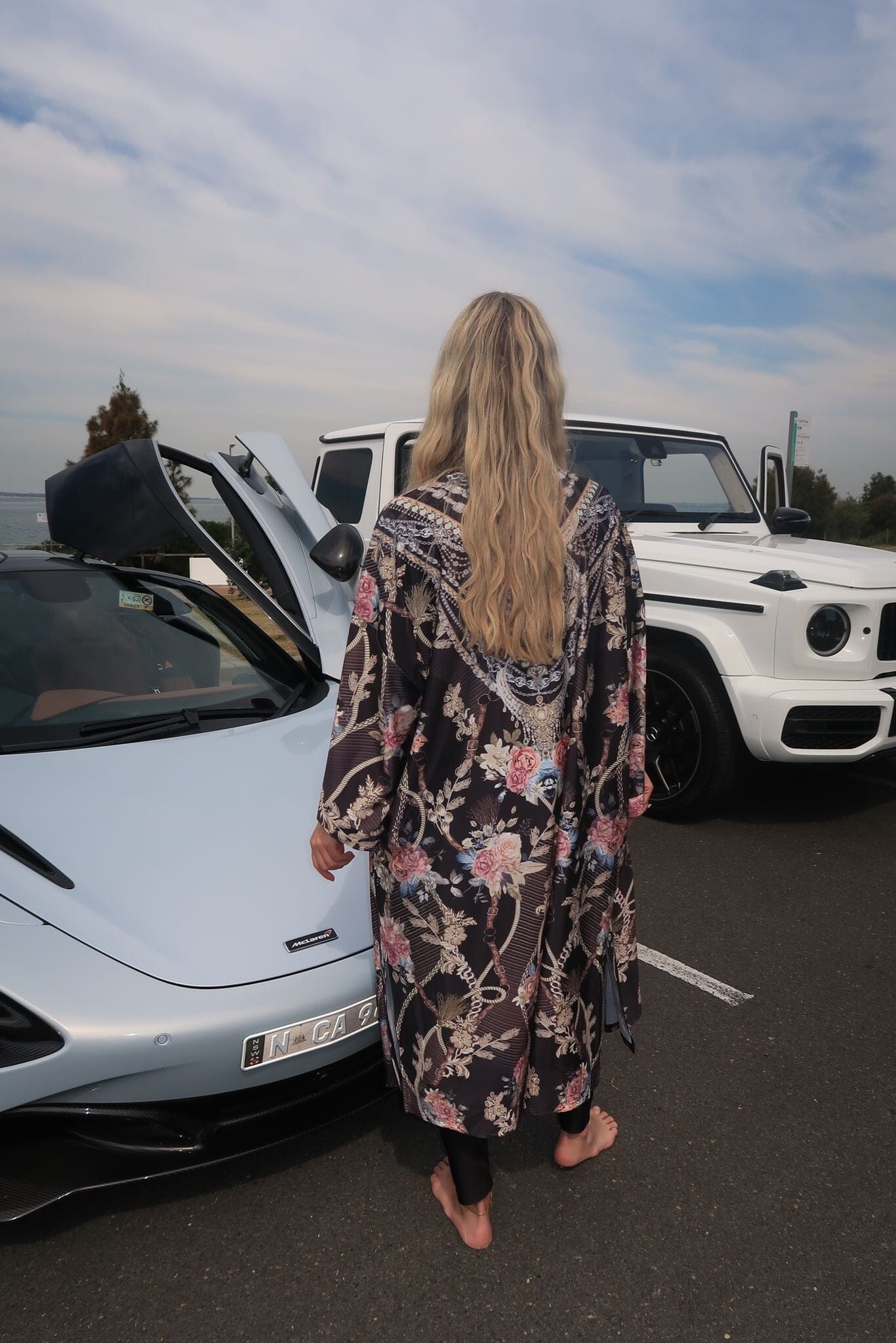 Rose sunset swim kimono