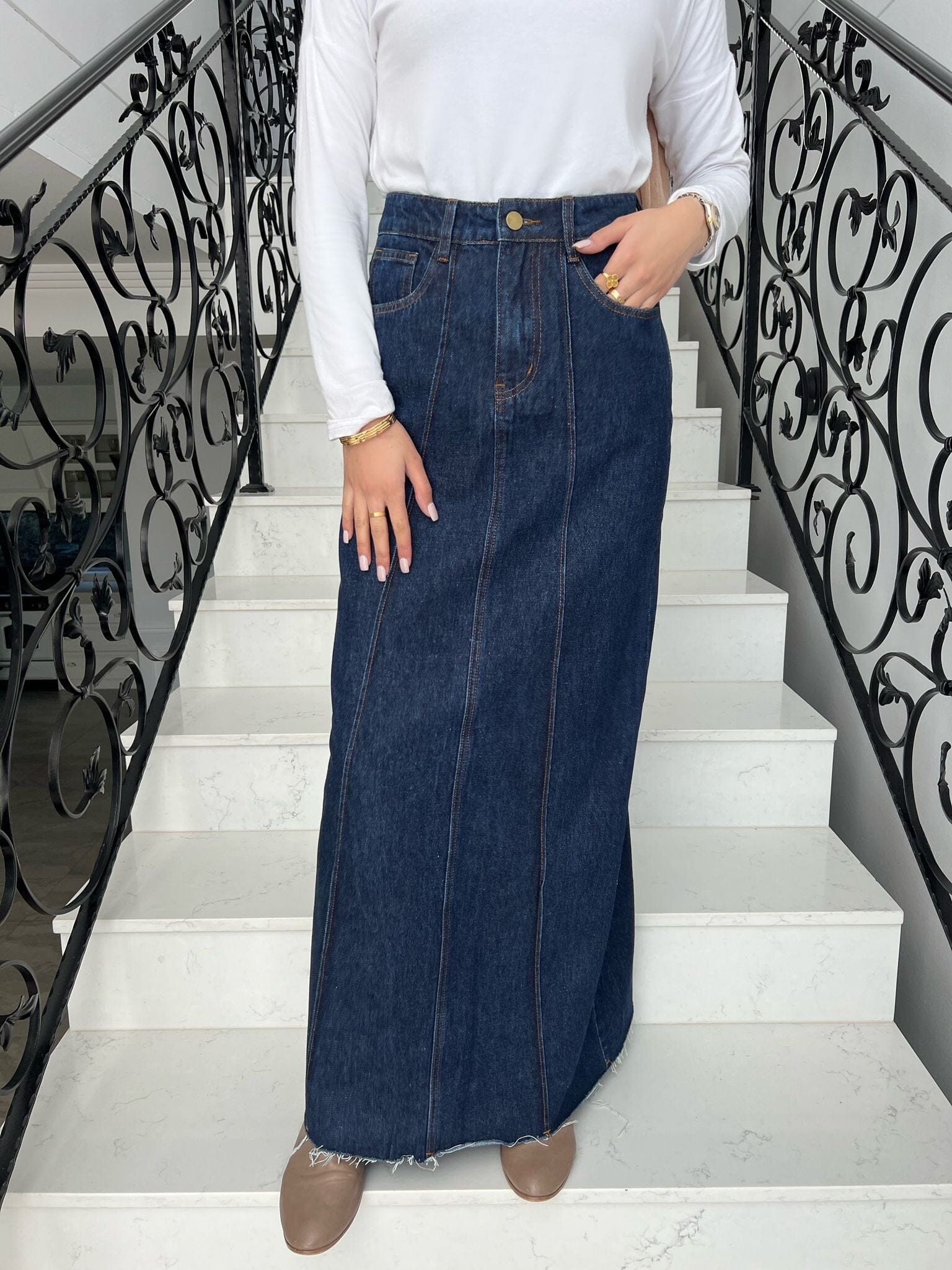 Hydra Denim Maxi Skirt