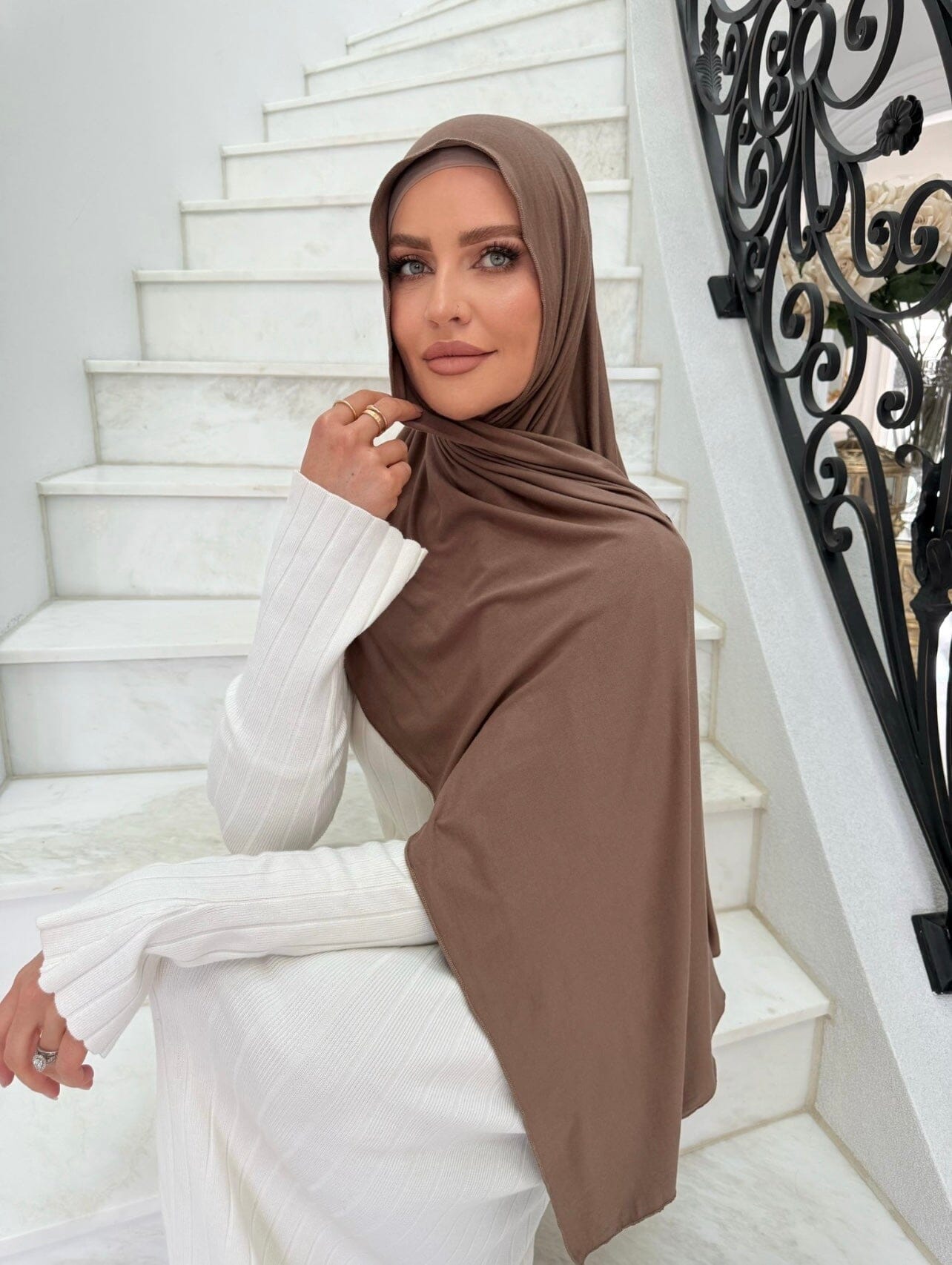 Mocha brown jersey hijab