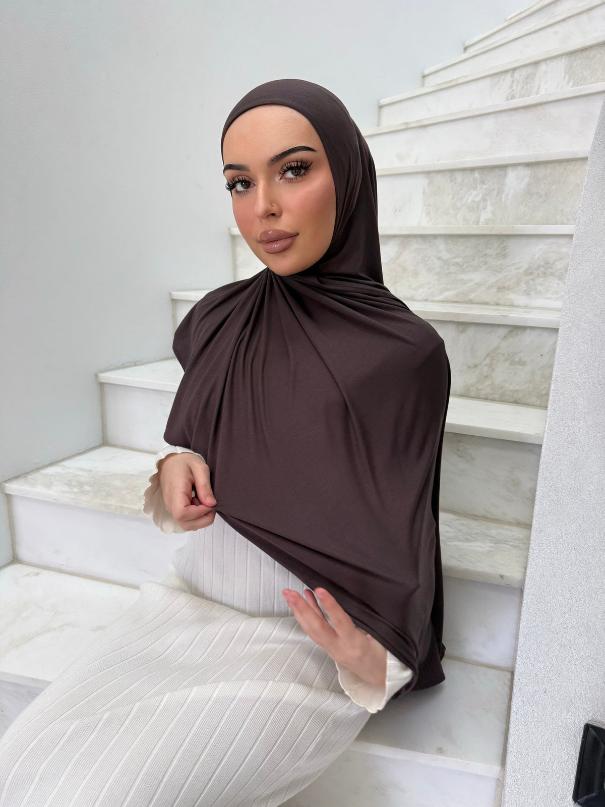 Coffee Instant Jersey Shawl