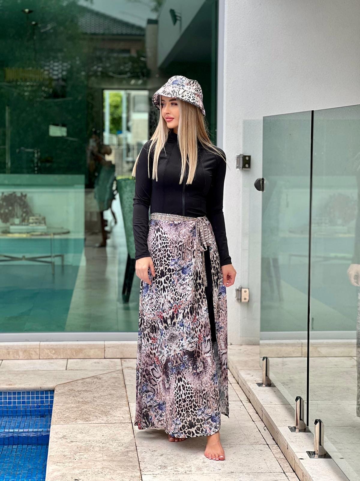 Lavender Cheetah Swim Sarong