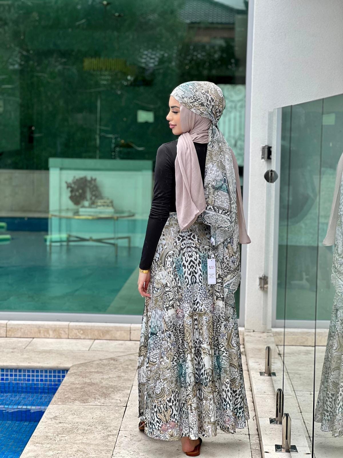 Teal Cheetah Swim Sarong