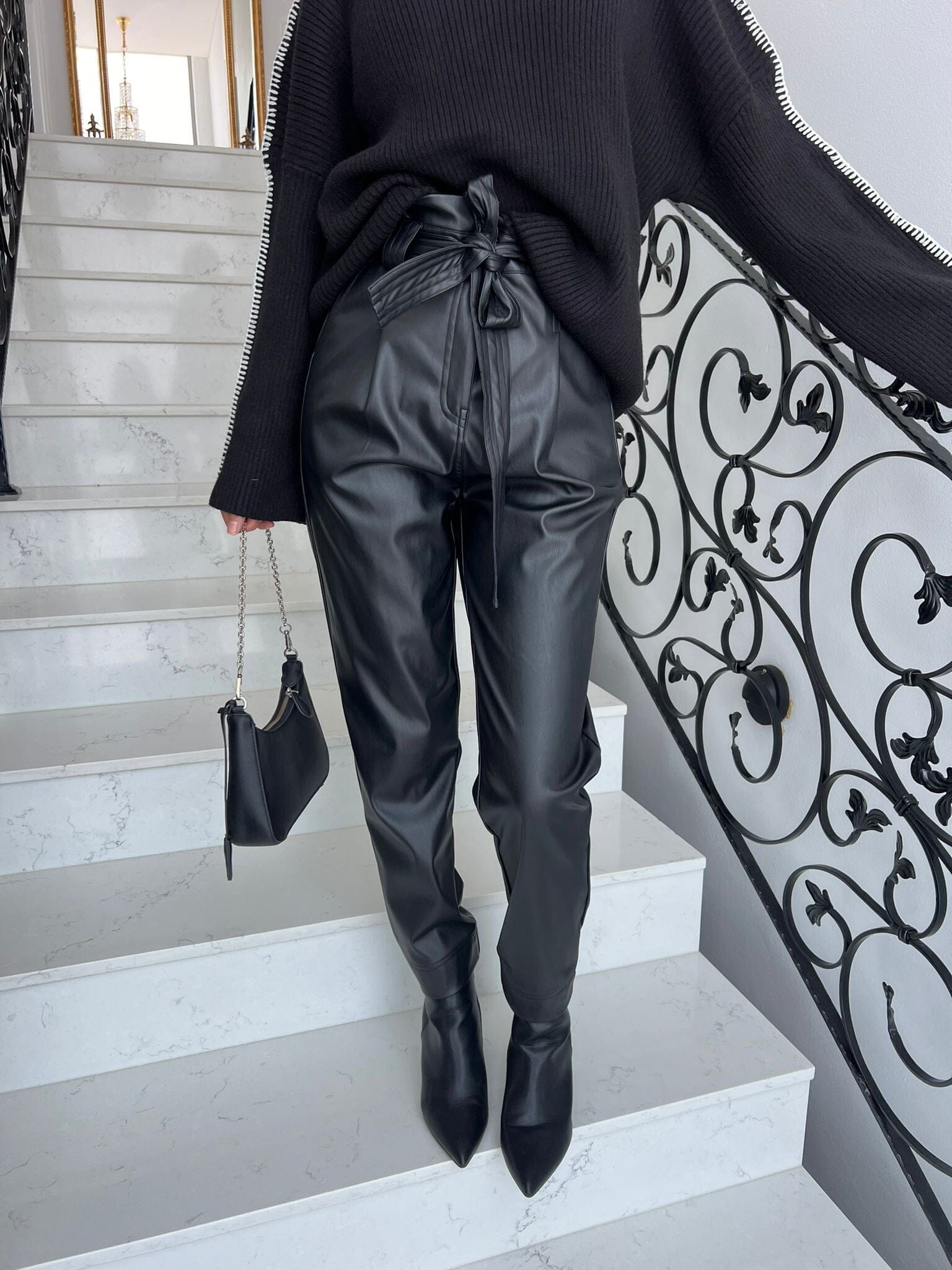 High Waisted Waxed Pants