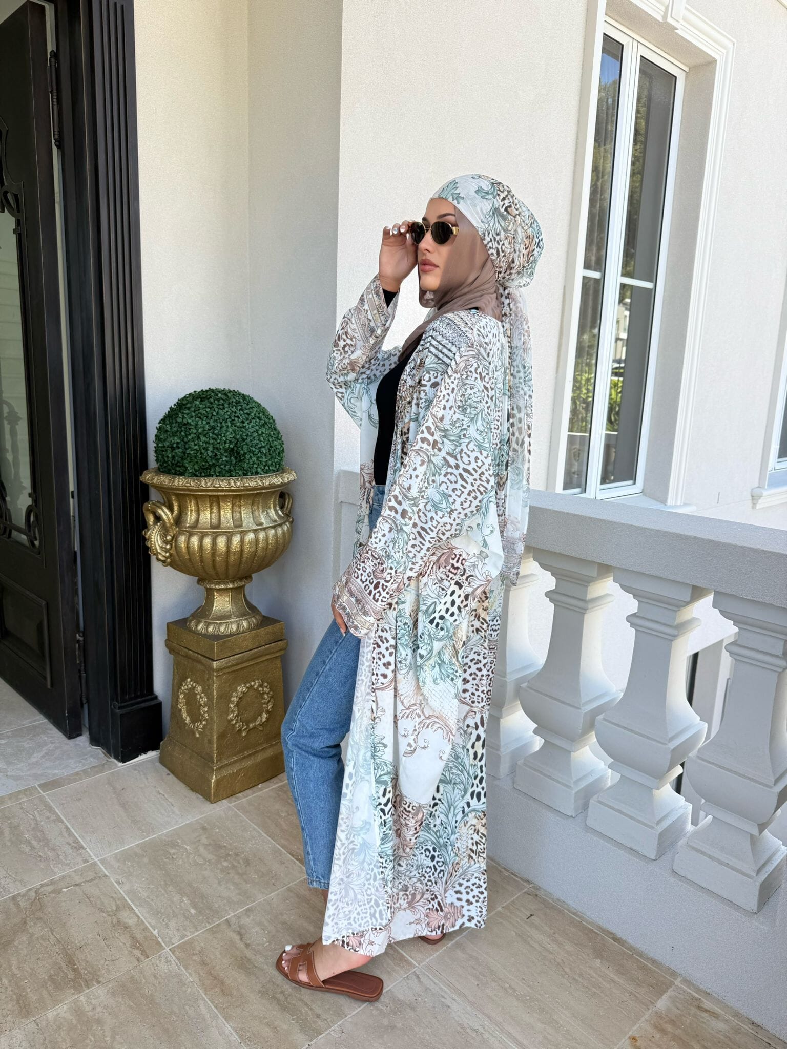 Mint Beaded Abaya