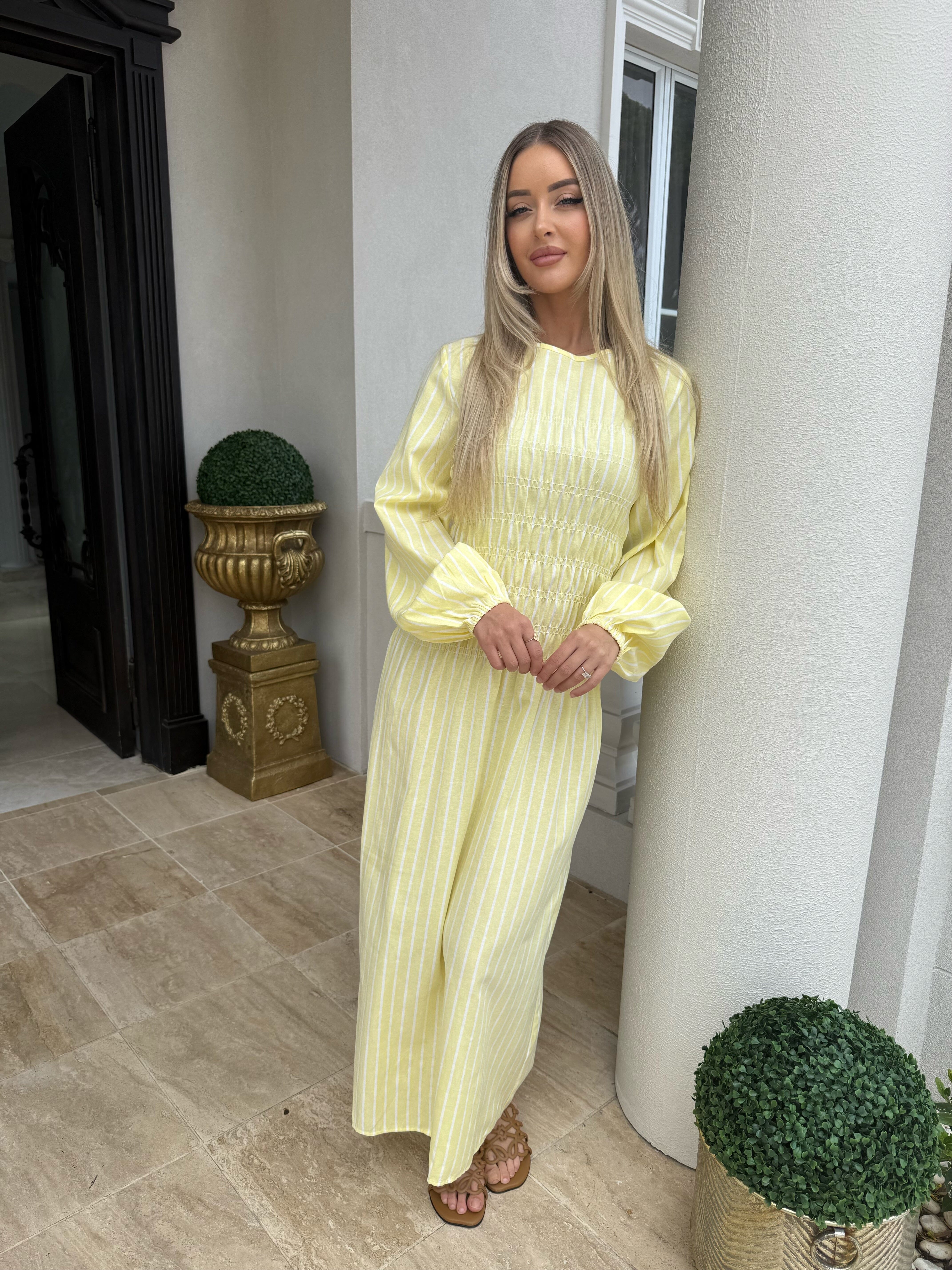 Stripe Gathered dress