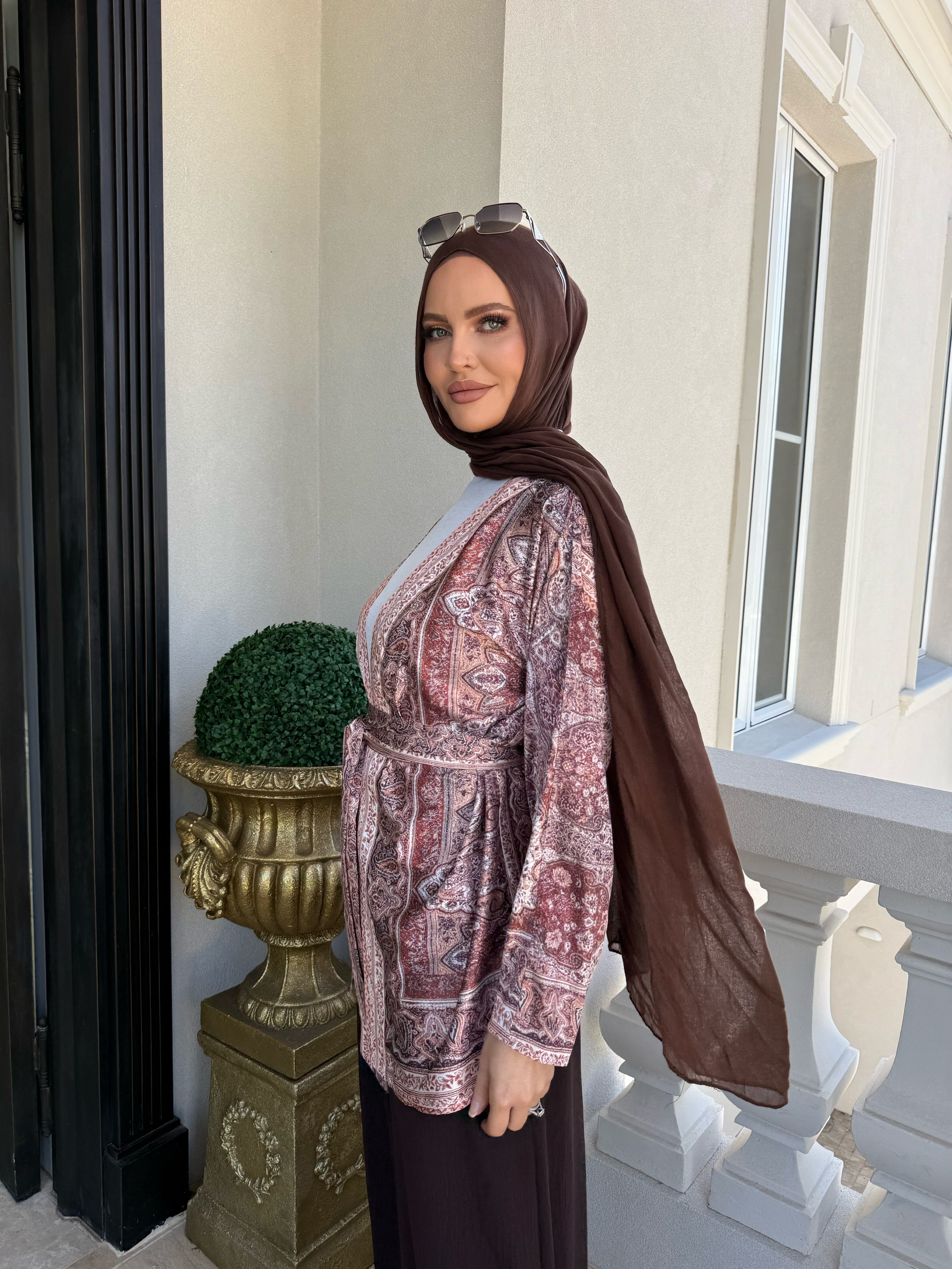 Pashmina Rust Satin Caridgan