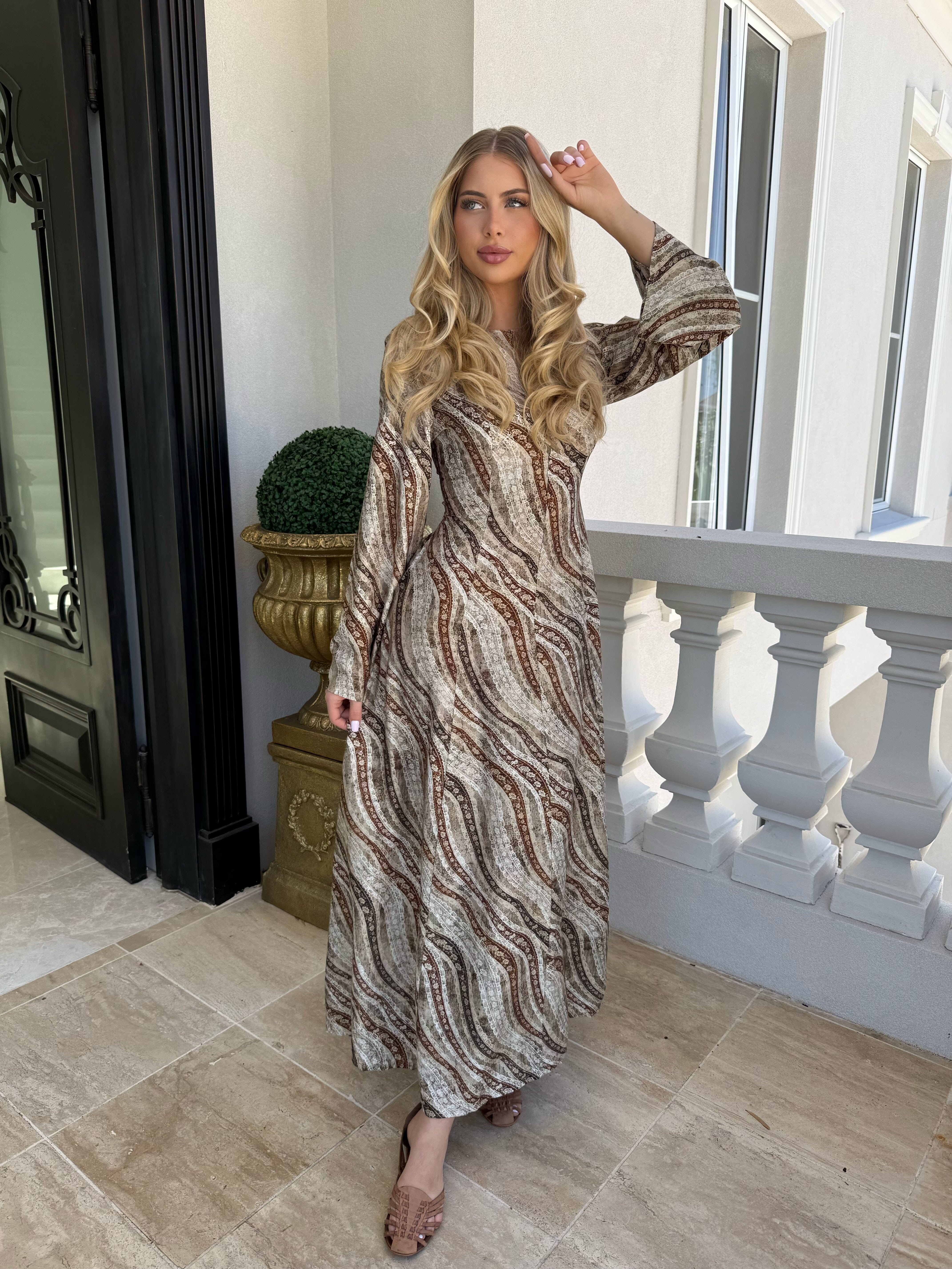 Tribal Green Floral Dress