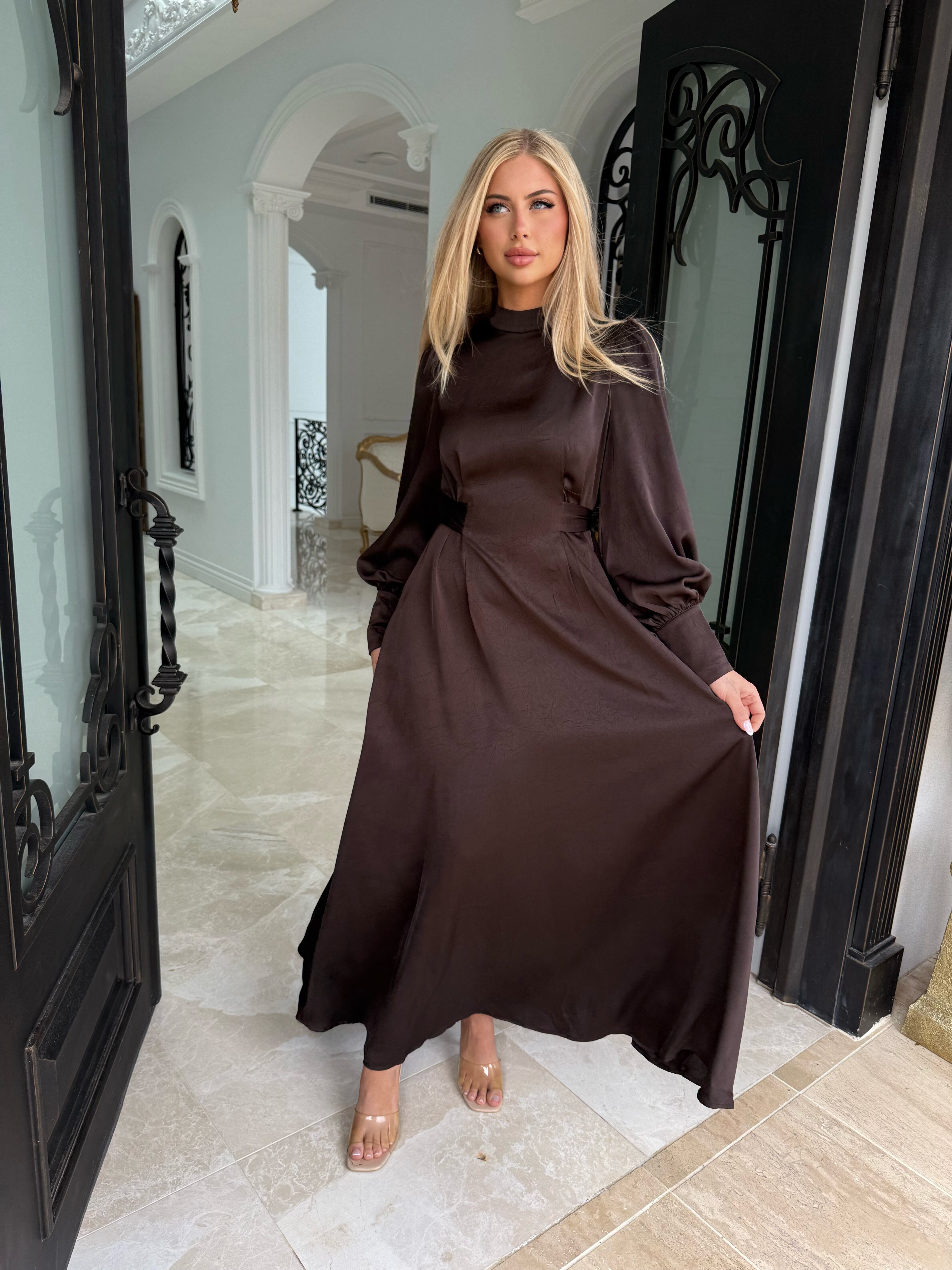 Layali Satin Back Tie Dress