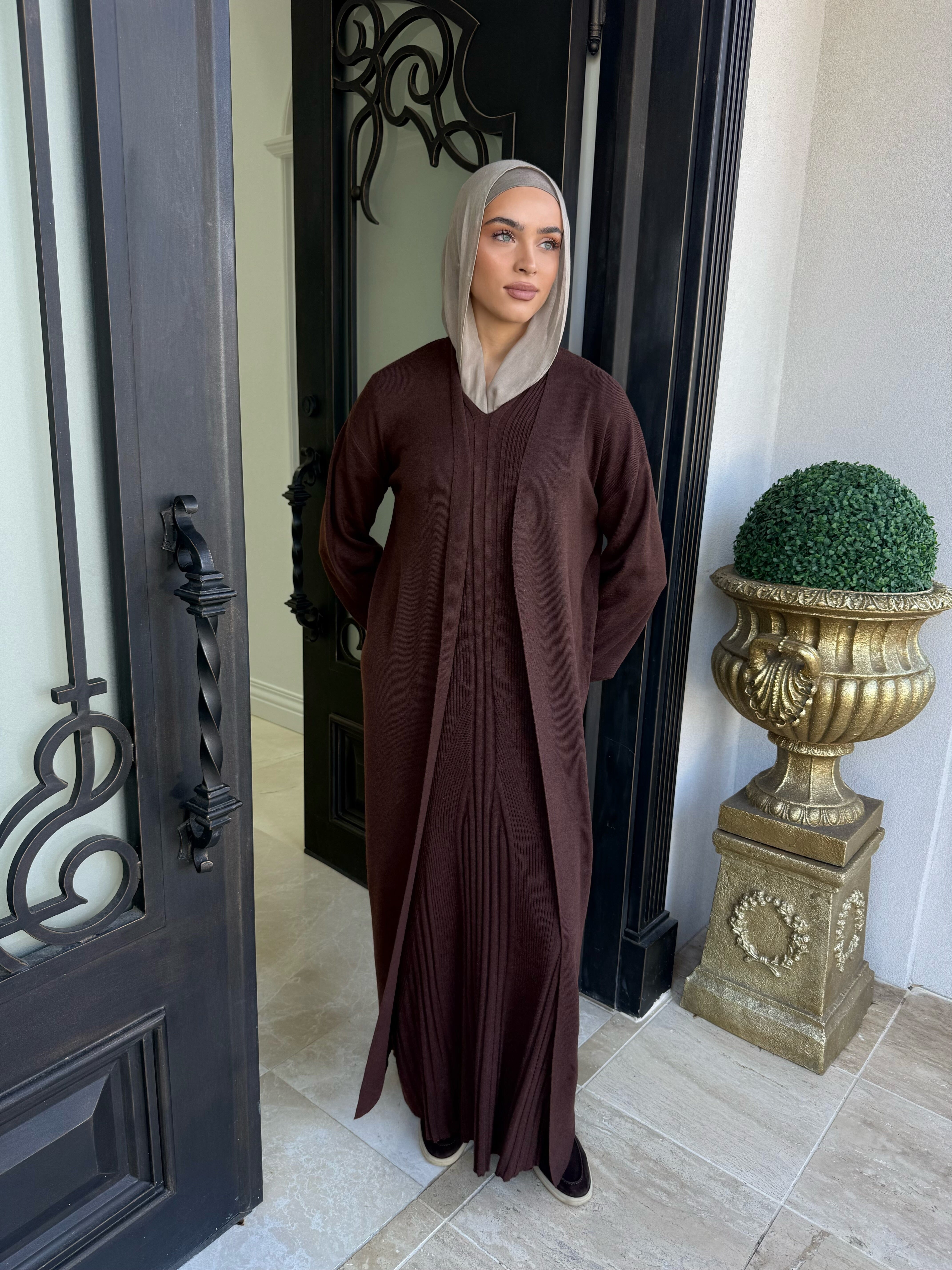 Ribbed Knit Abaya Set