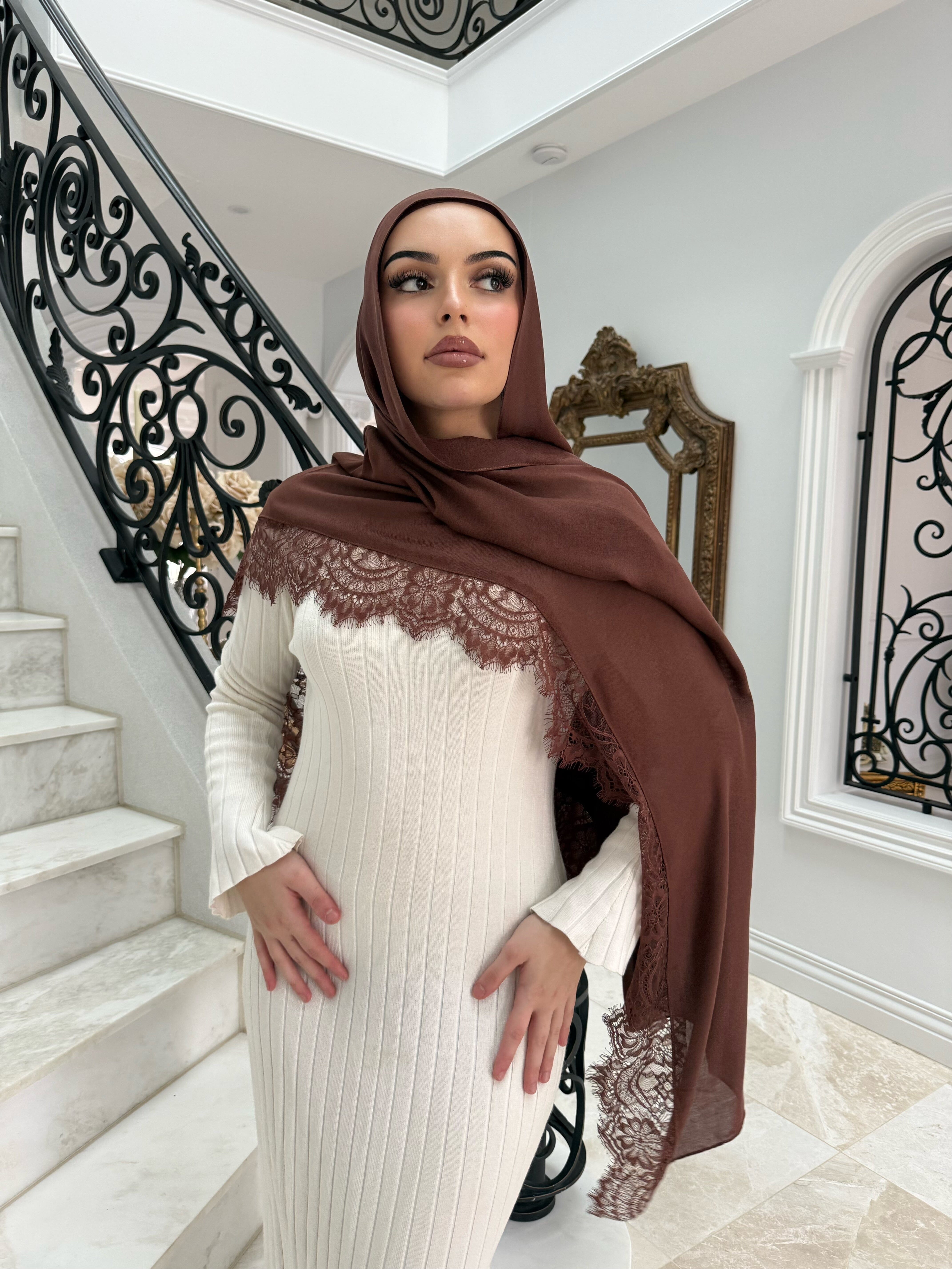 Rust Lace Modal Shawl