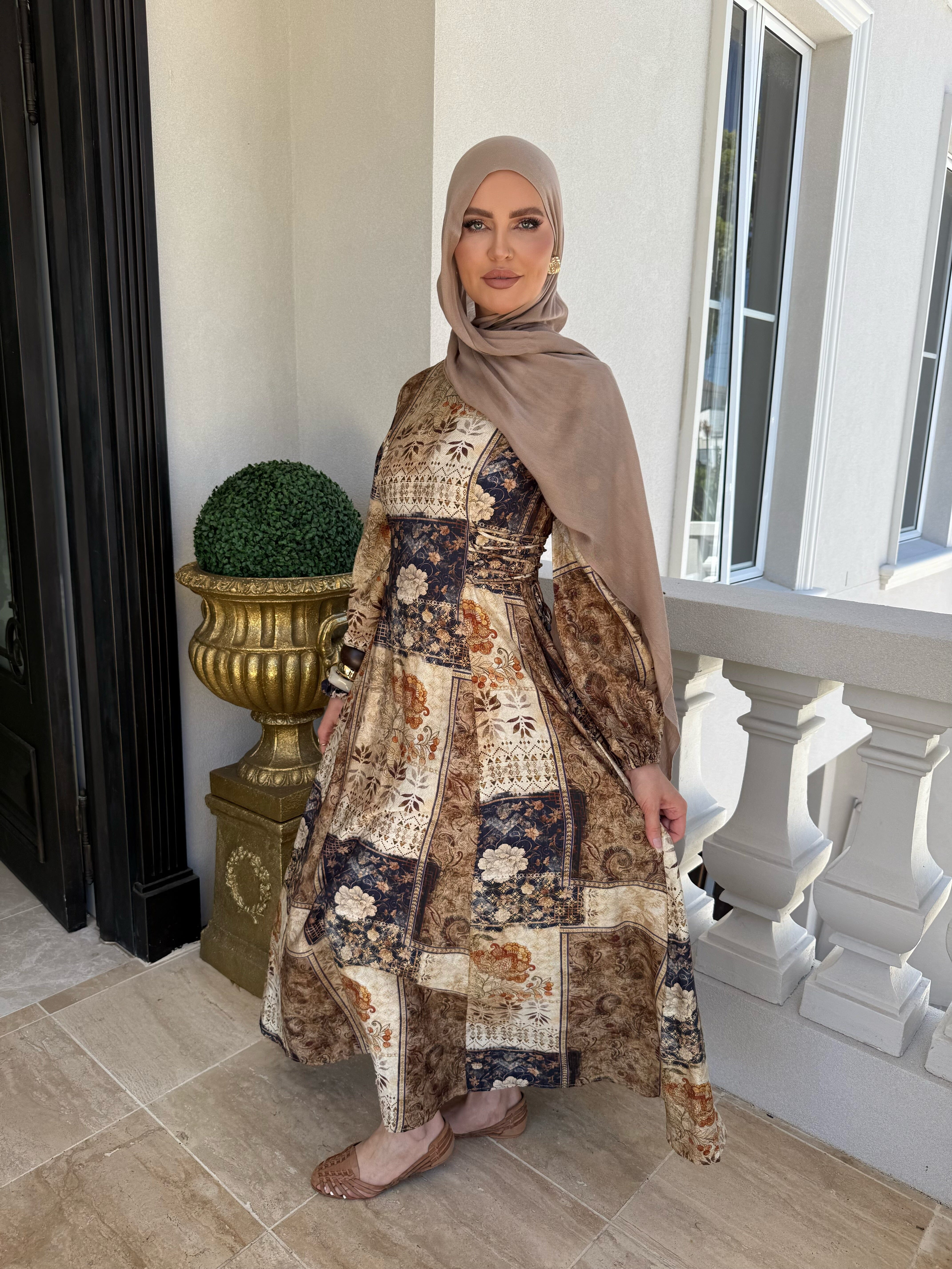 Vintage Floral Tie Dresa