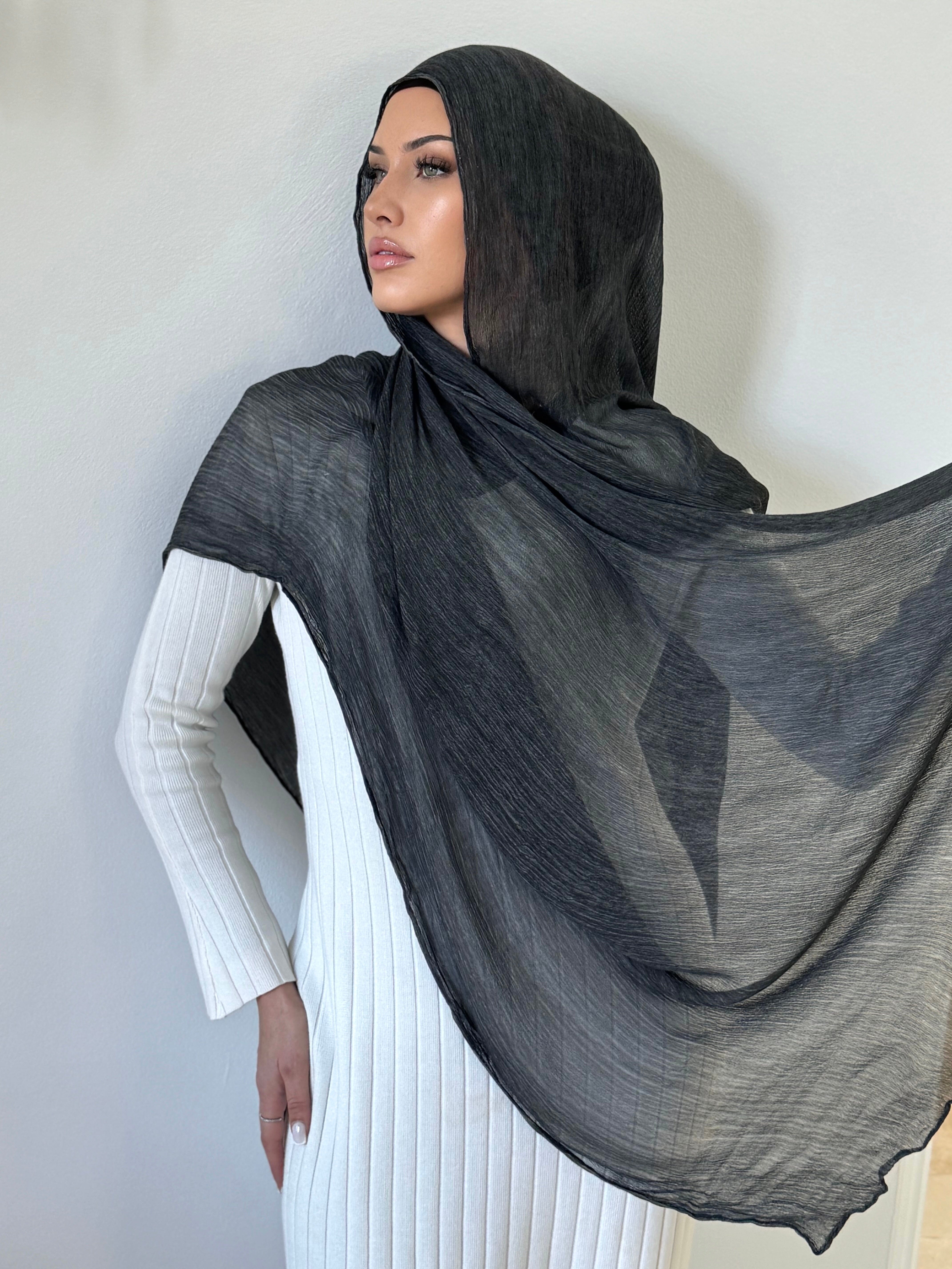 Black Pleated Shawl
