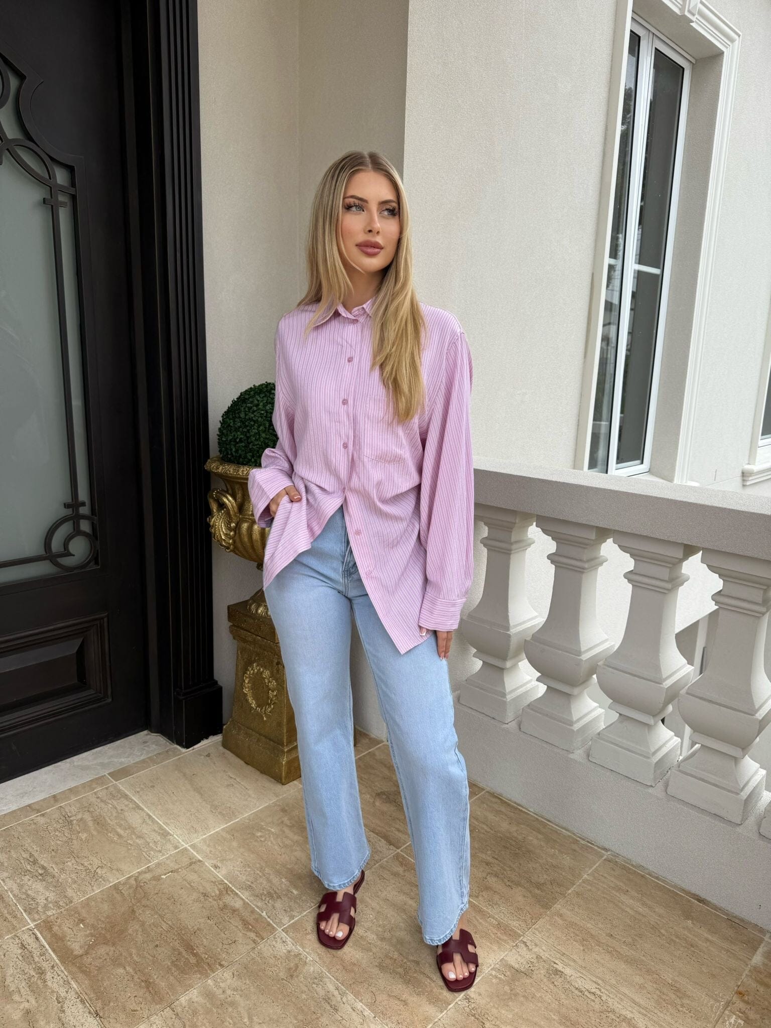 Gathered Stripe Shirt