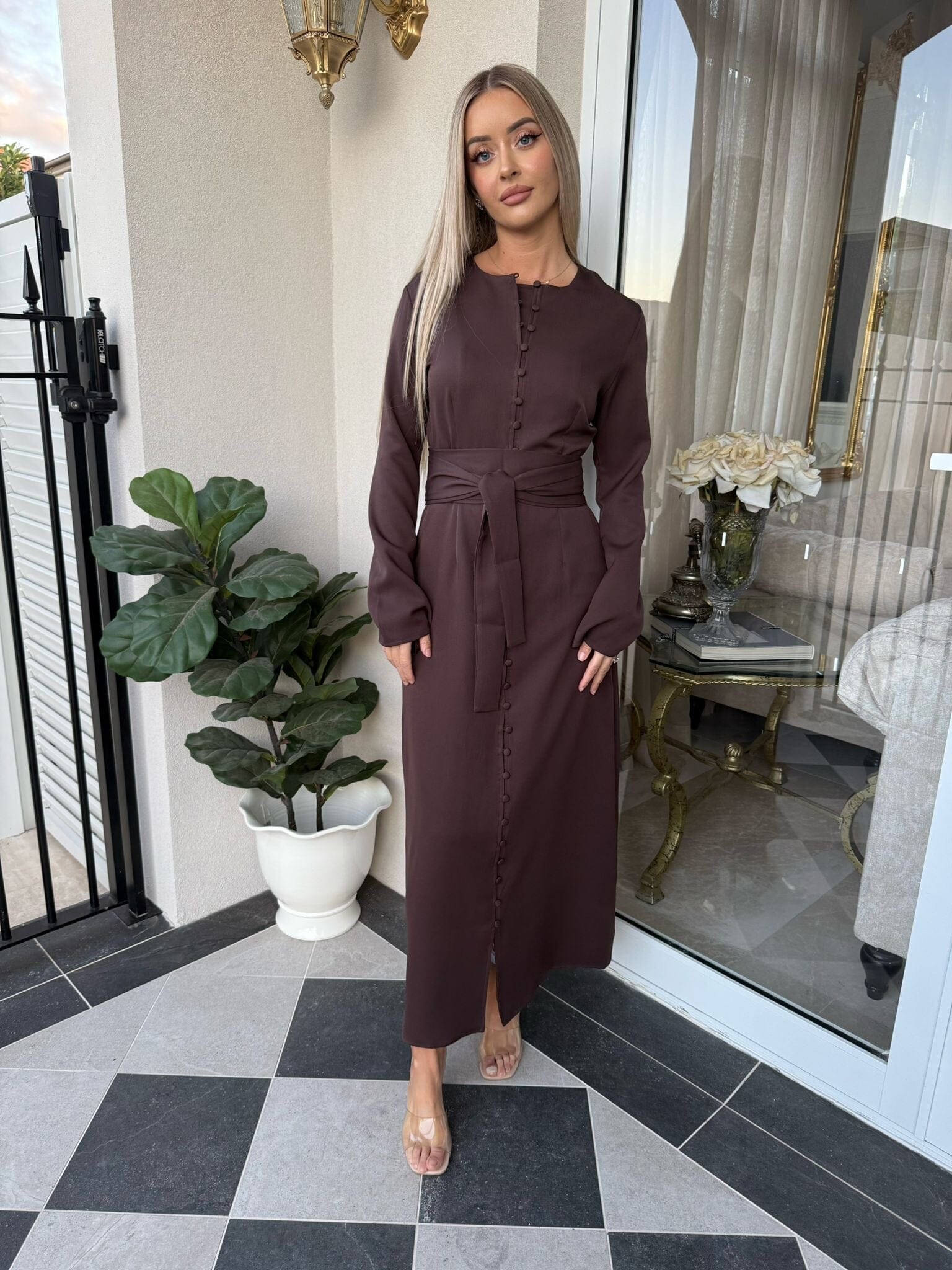 Button Belt Dress