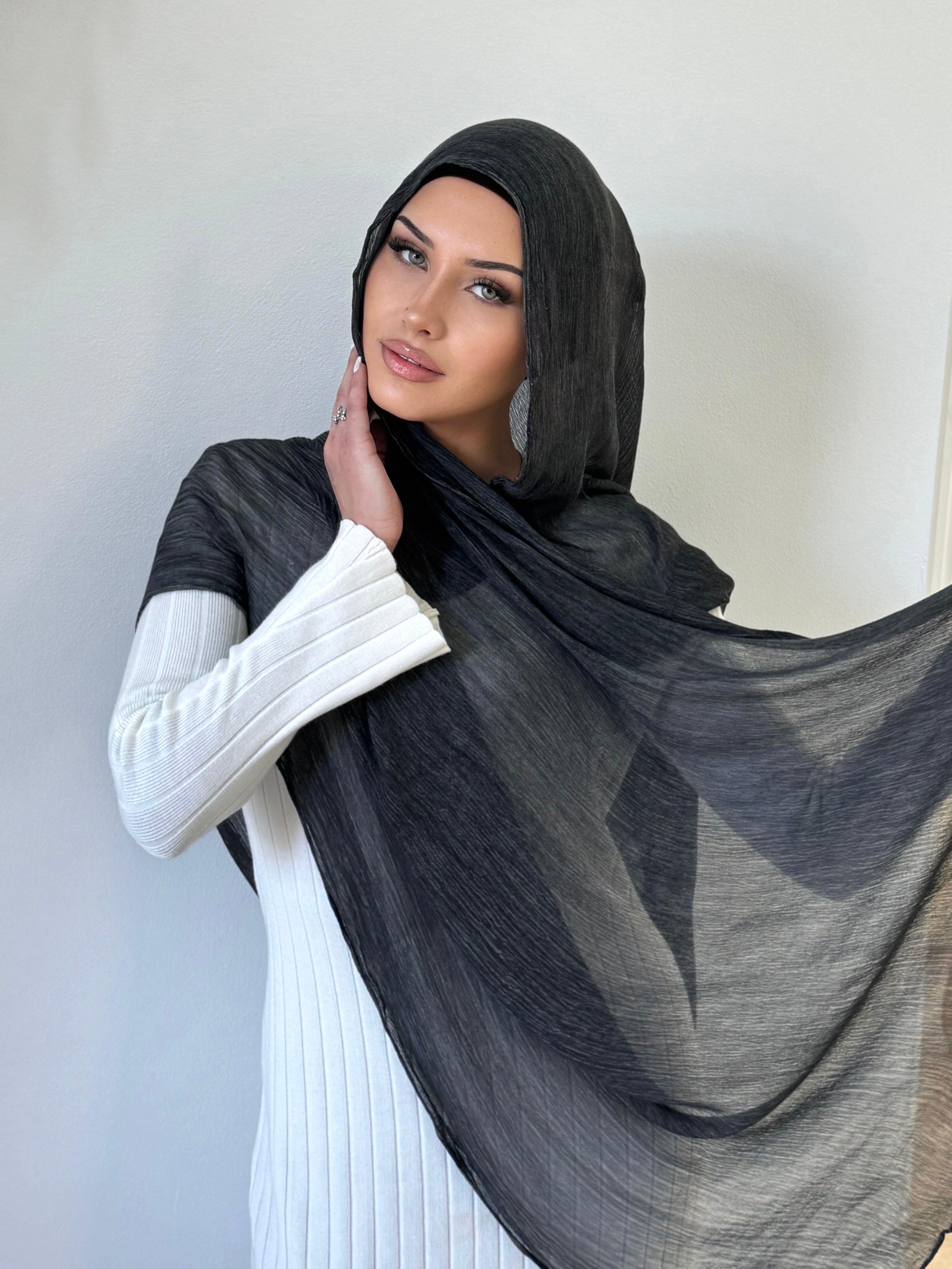 Black Pleated Shawl