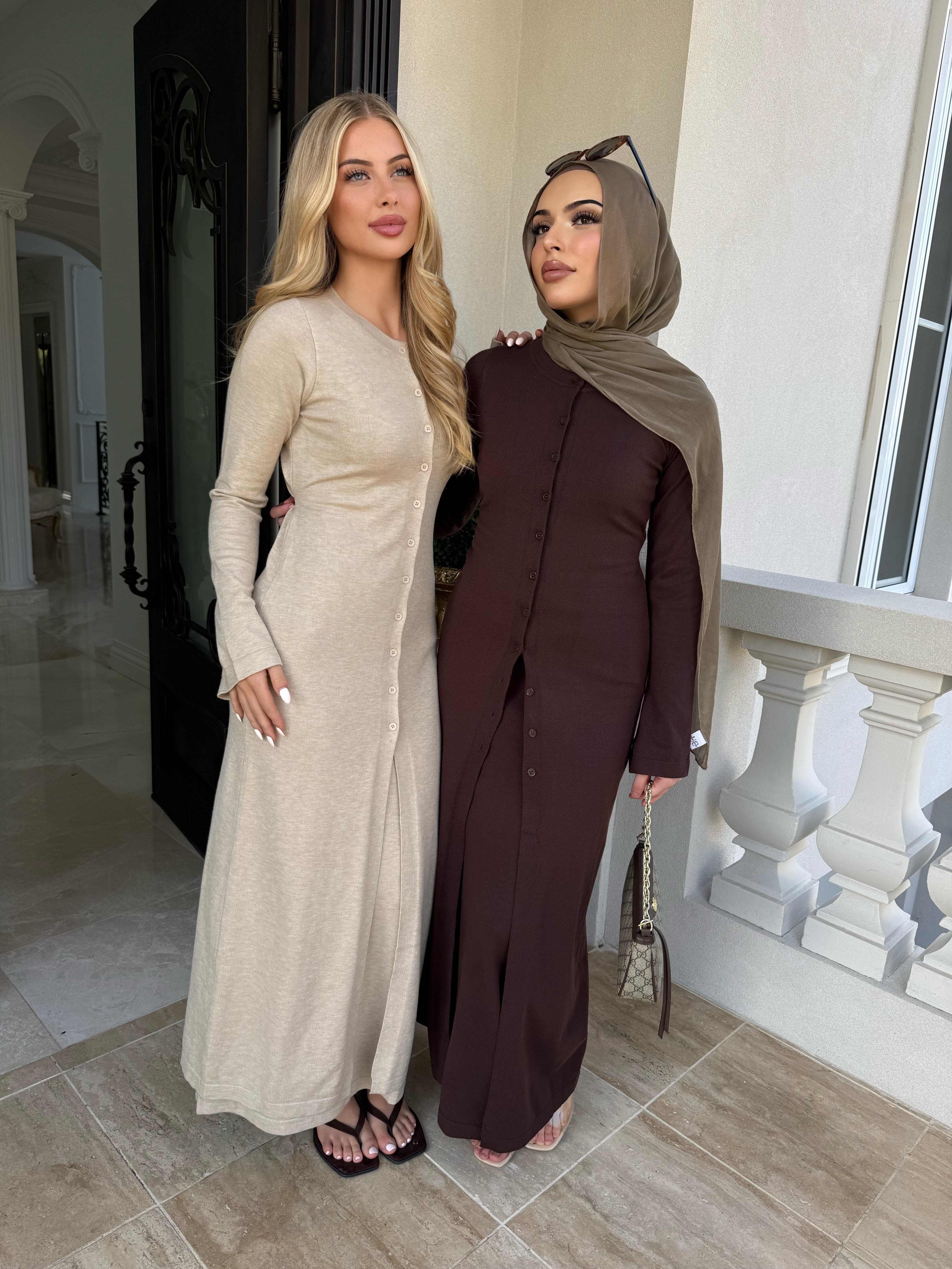 Button Knit Skirt Set