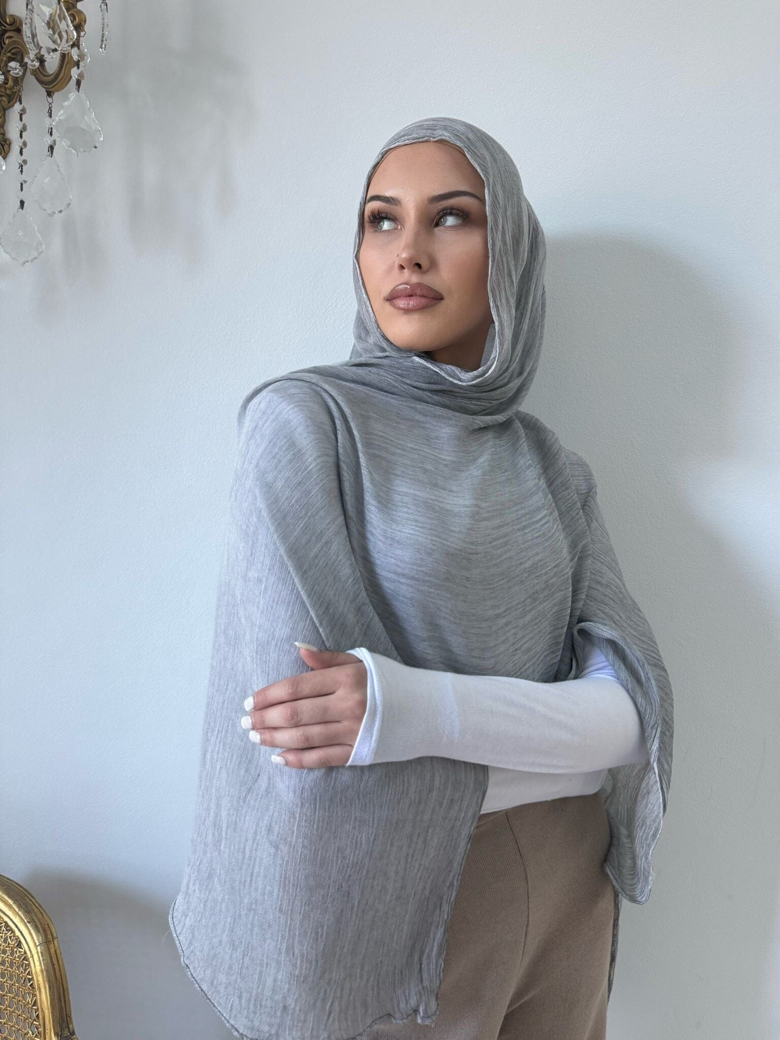 Grey Pleated Shawl