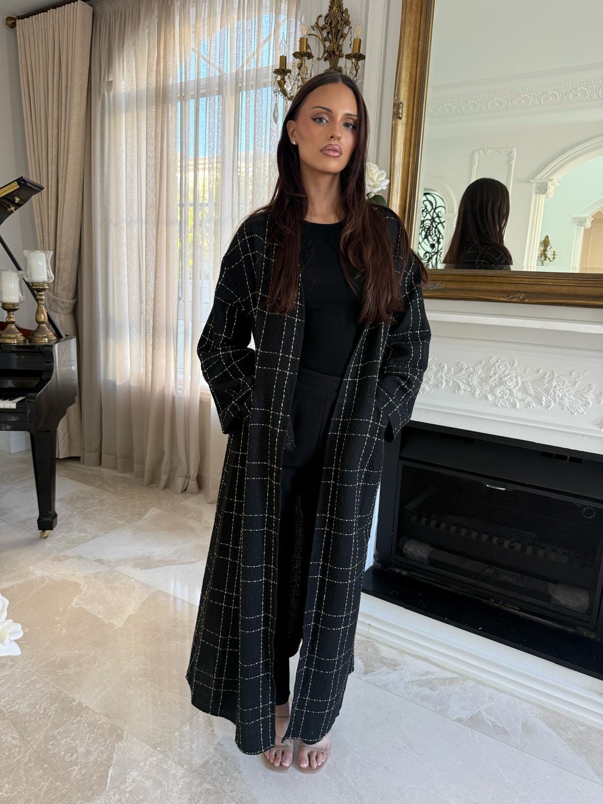 Tweed Pocket Open Abaya