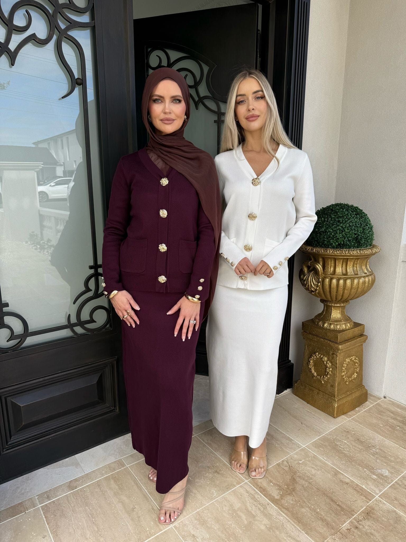 Gold Button Knit Set