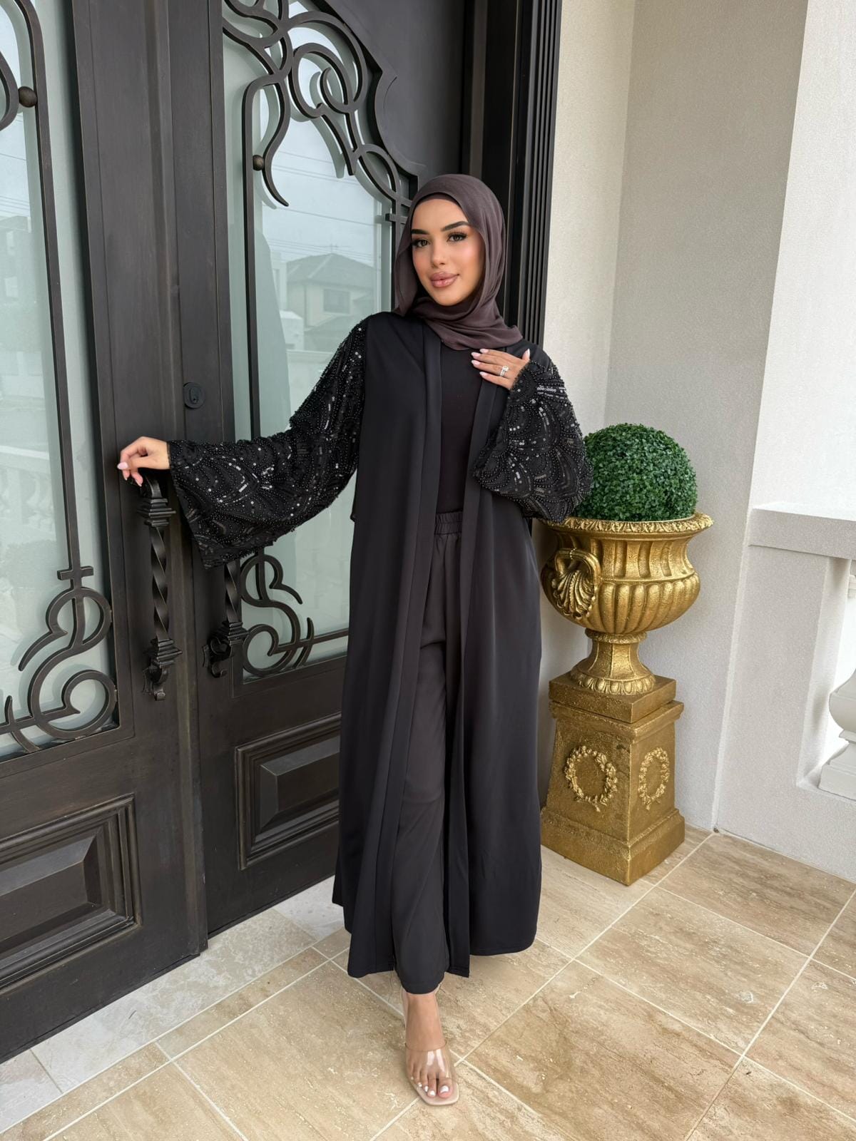 Beaded Open Abaya