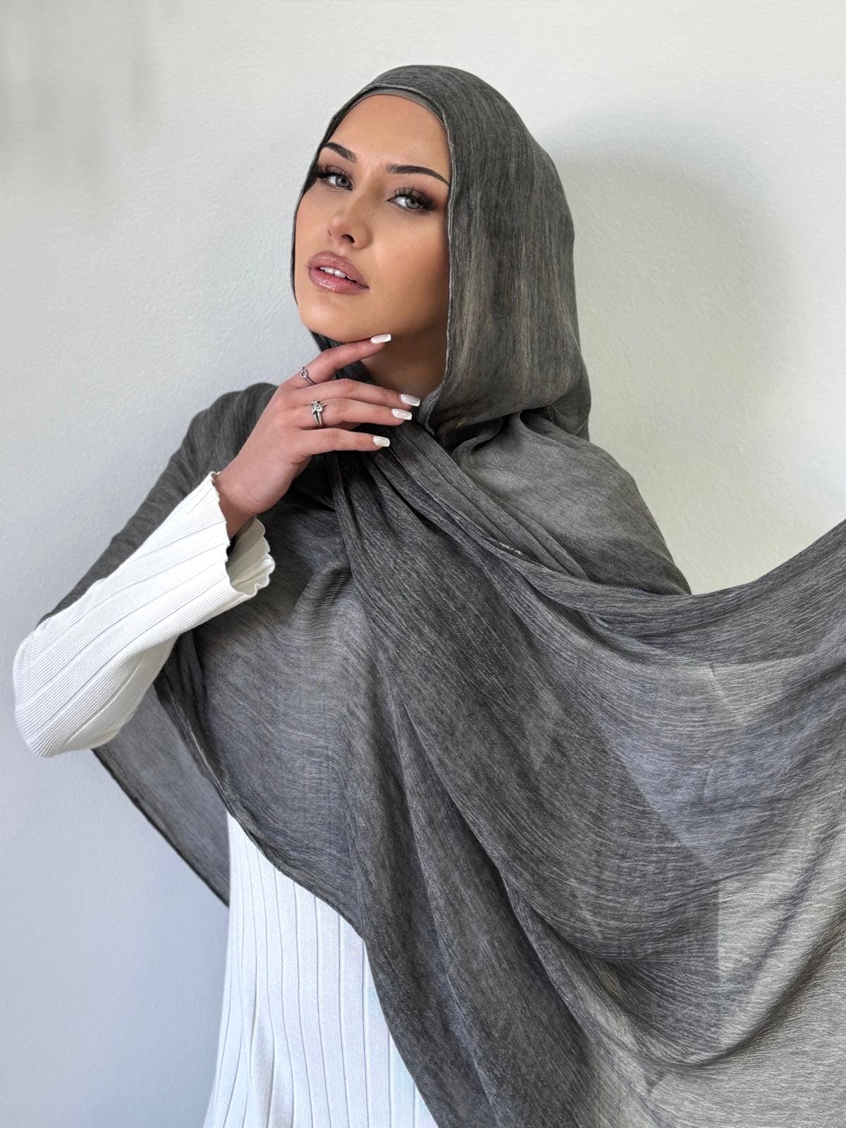 Charcoal Pleated Shawl