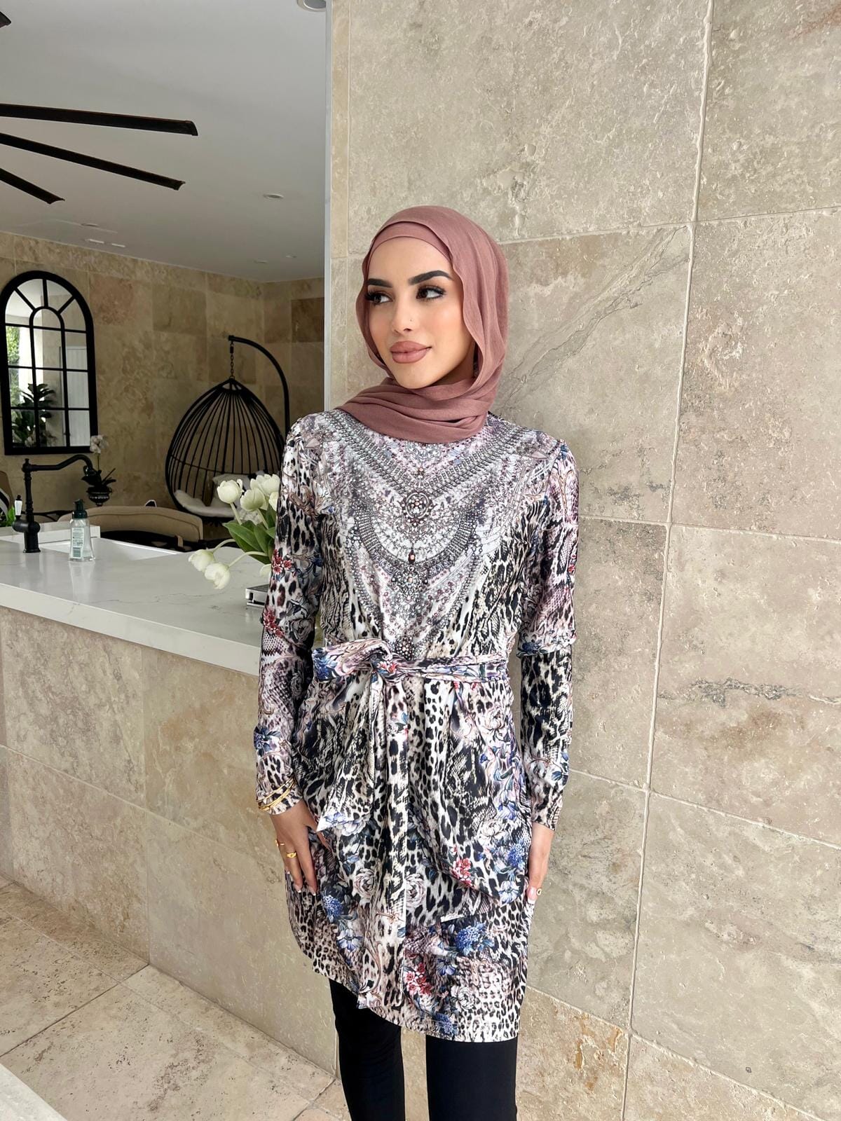 Lavender Cheetah Swim Tunic