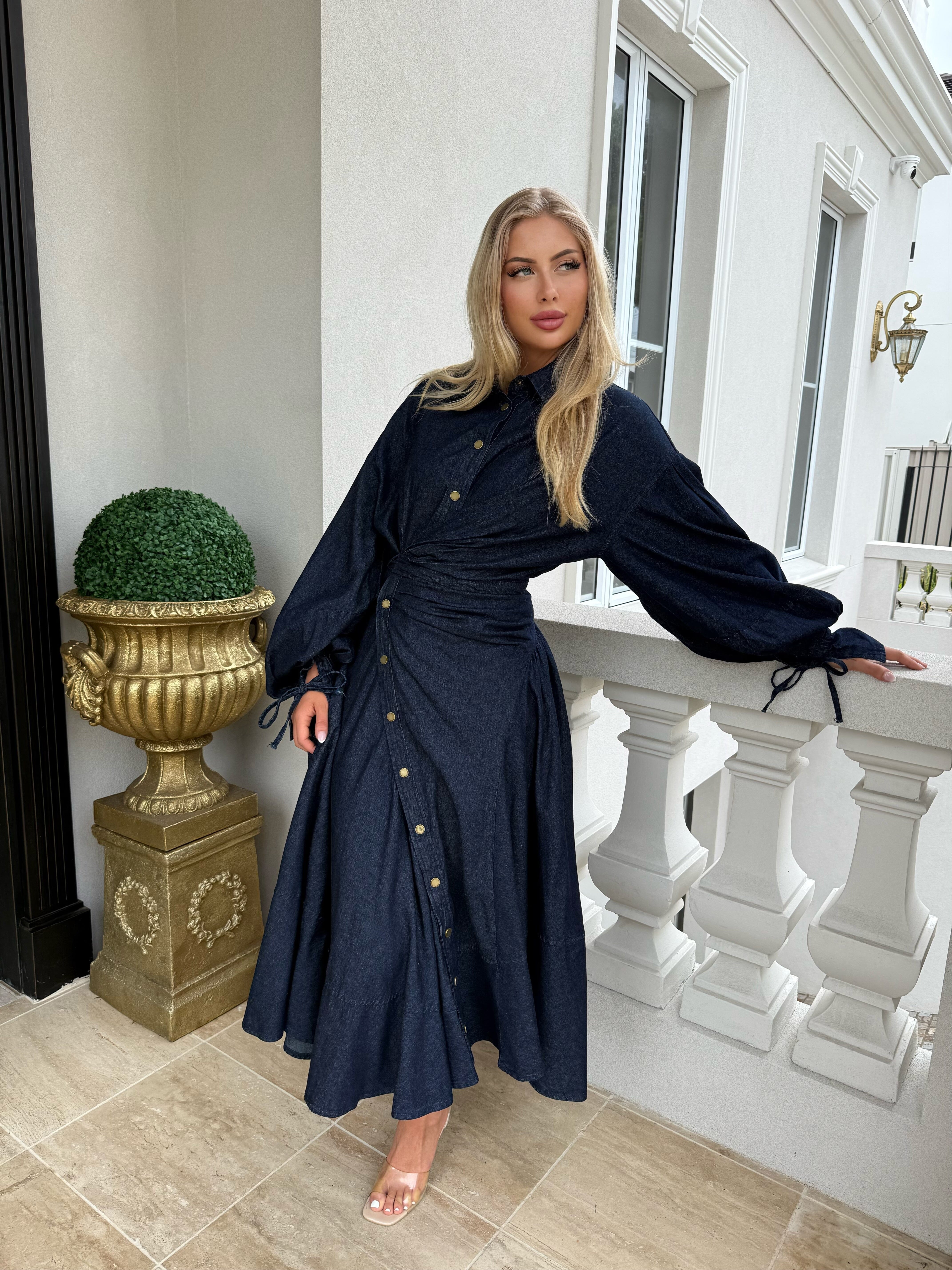 Dark Denim Wrap Dress