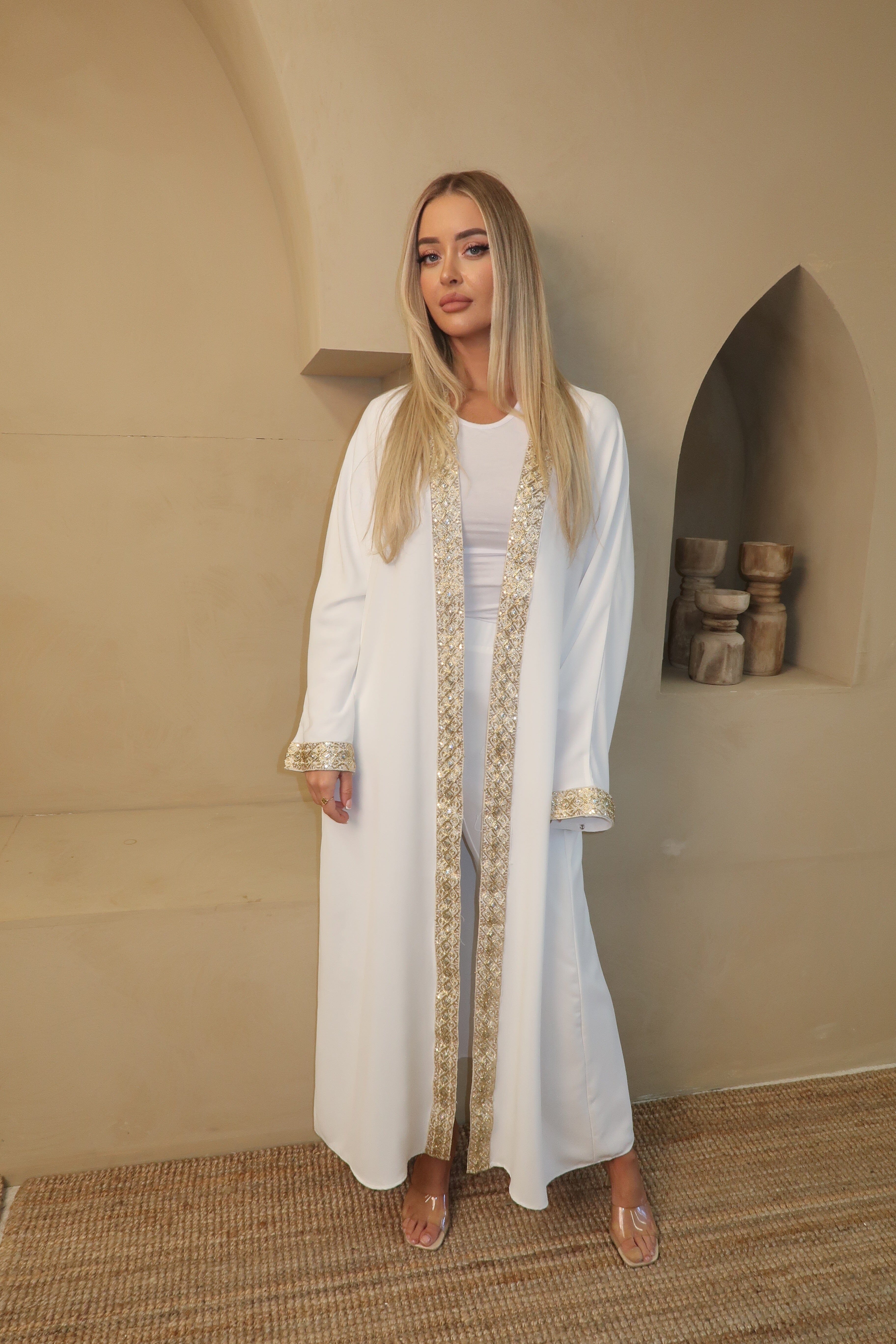 Layali White Abaya Set