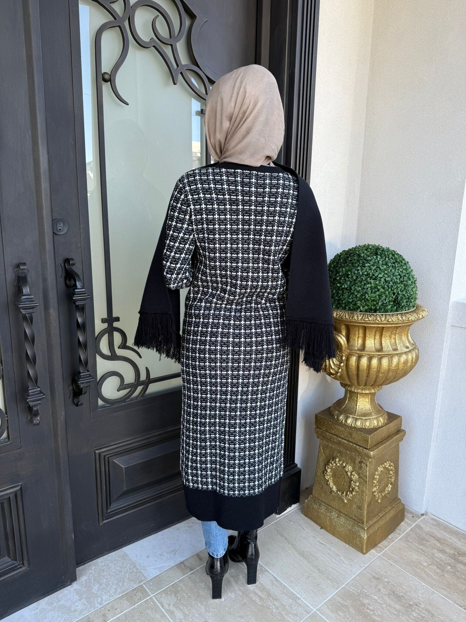 Tweed Scarf Cardigan