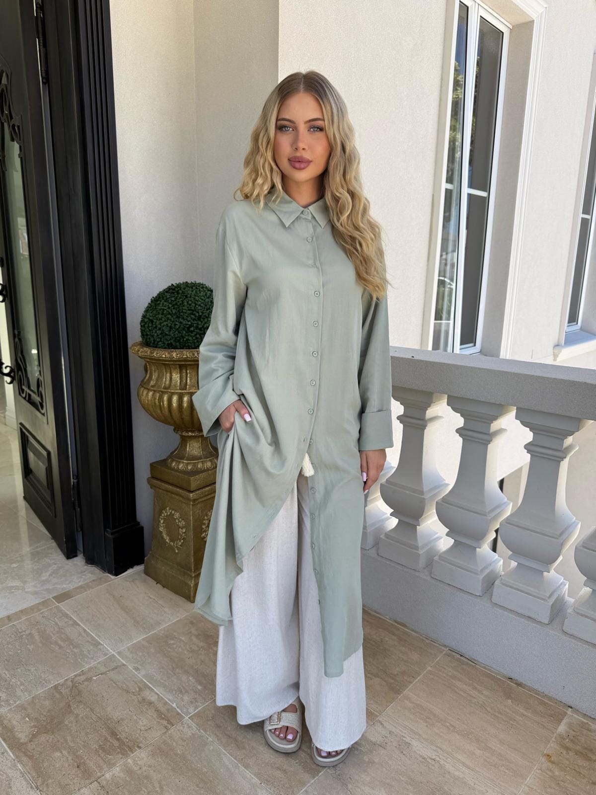 Oversized Linen Long Shirt