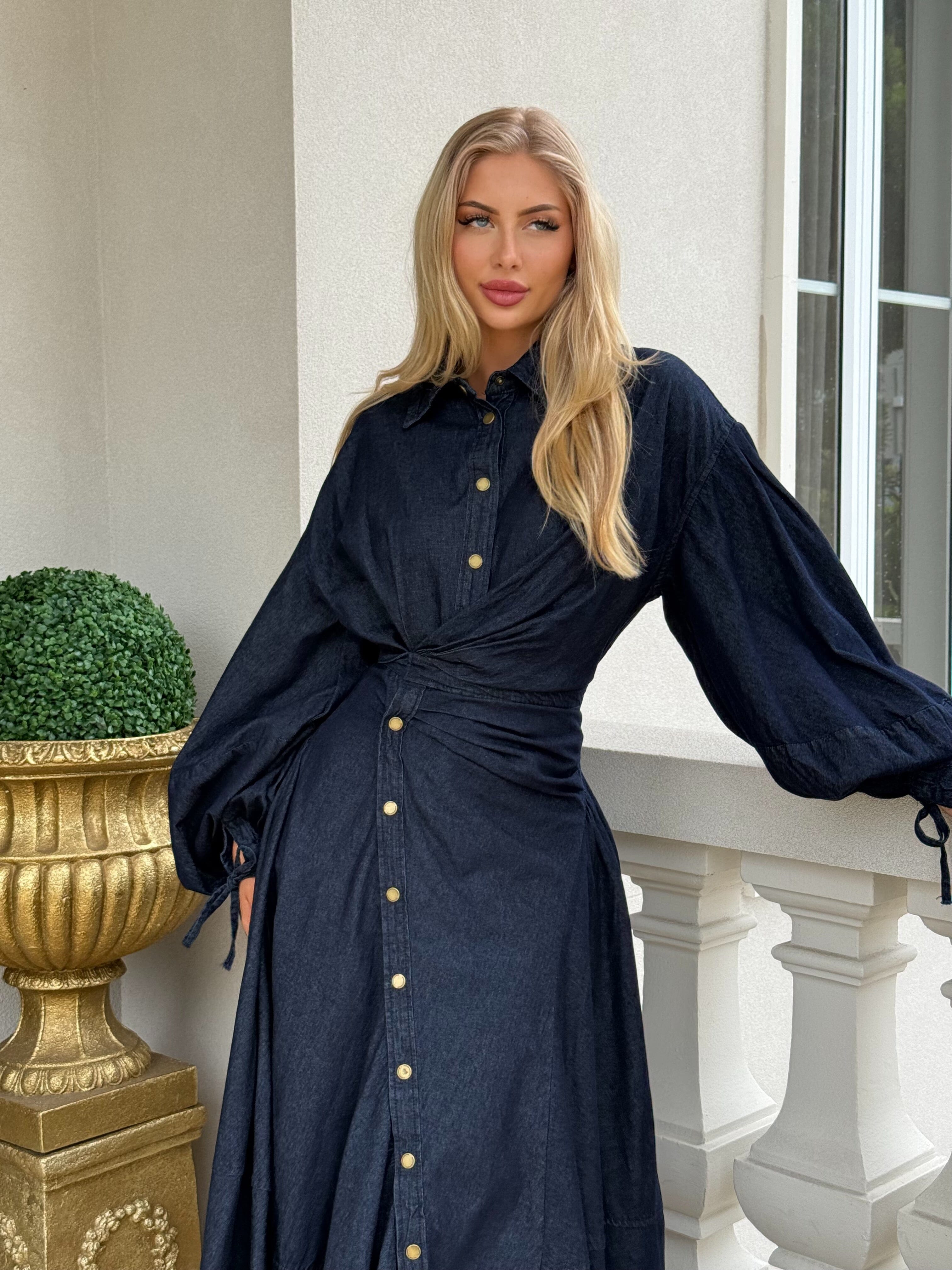 Dark Denim Wrap Dress