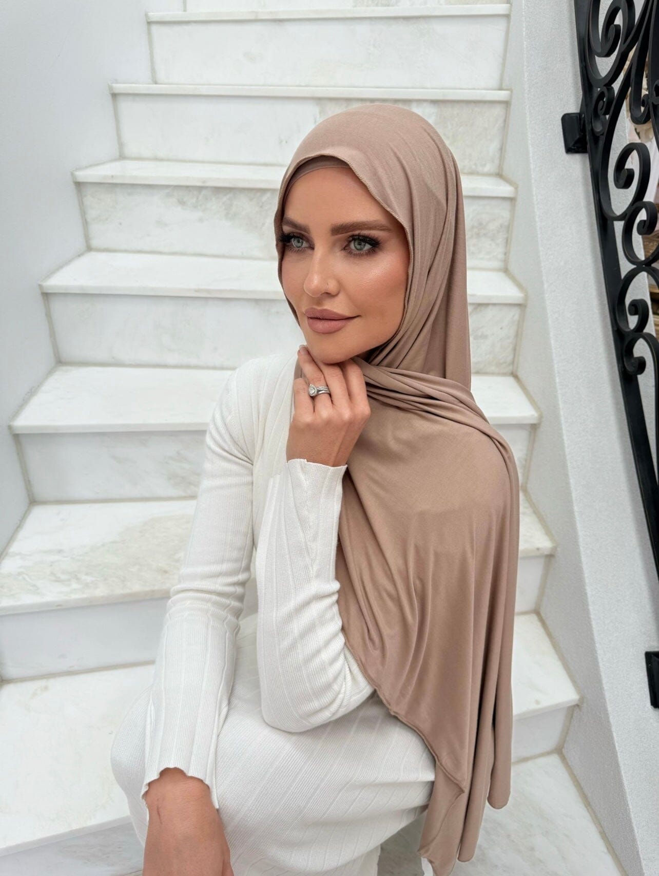 Light Beige jersey hijab