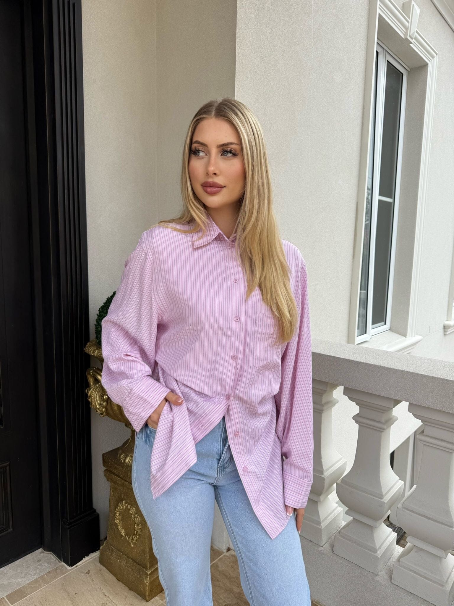 Gathered Stripe Shirt