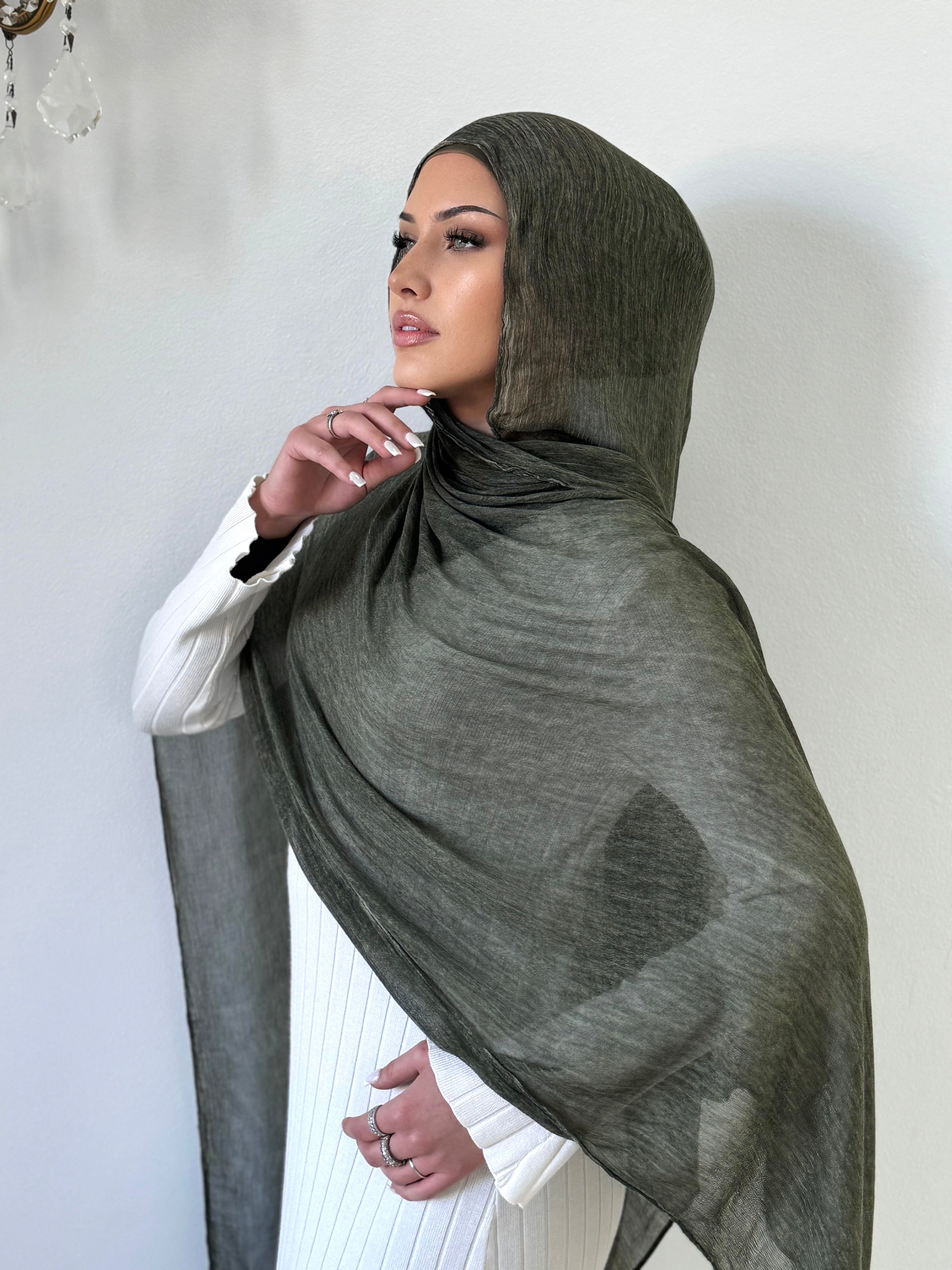 Khaki Pleated Scarf
