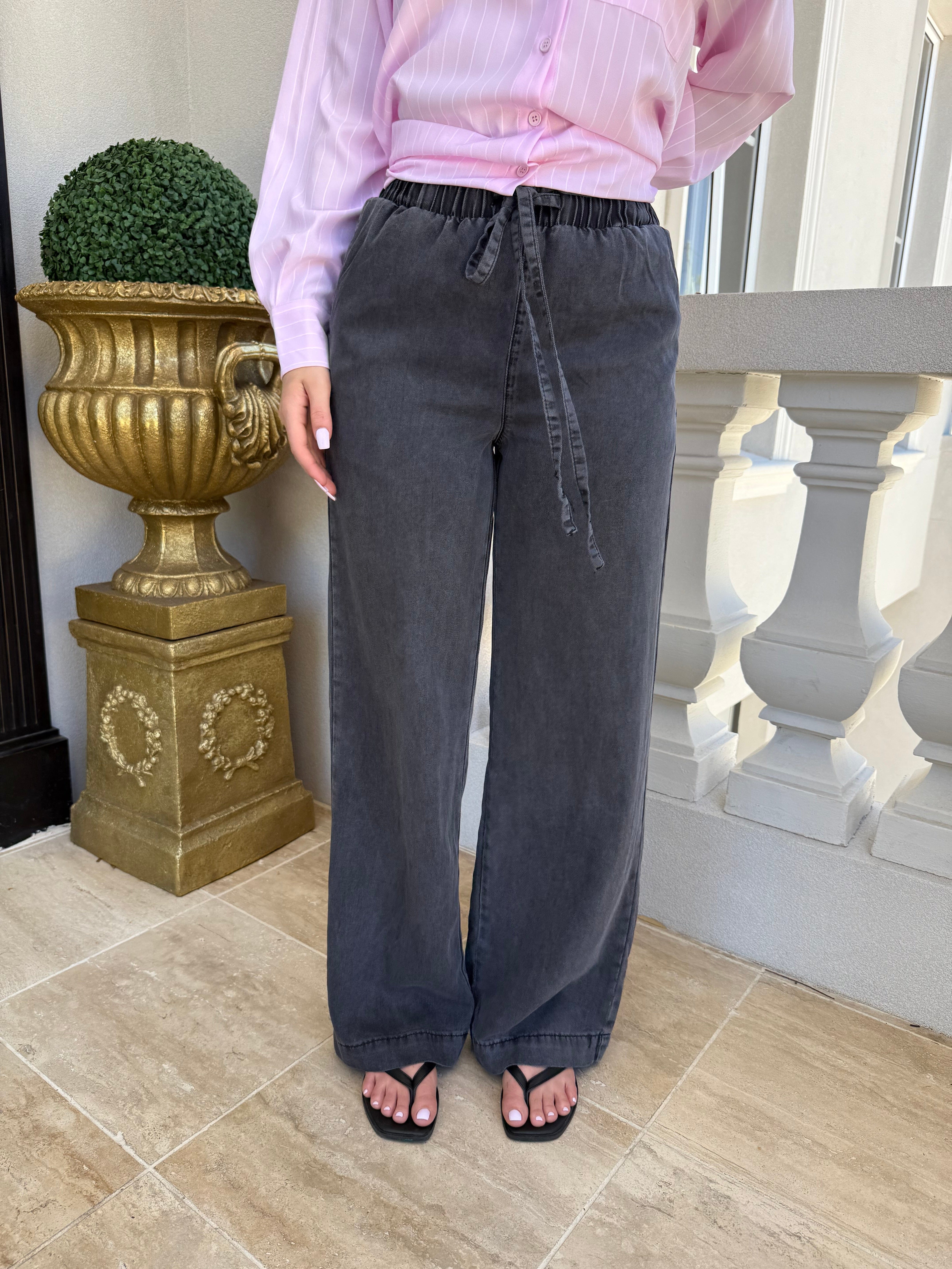 Black Denim Wide Leg