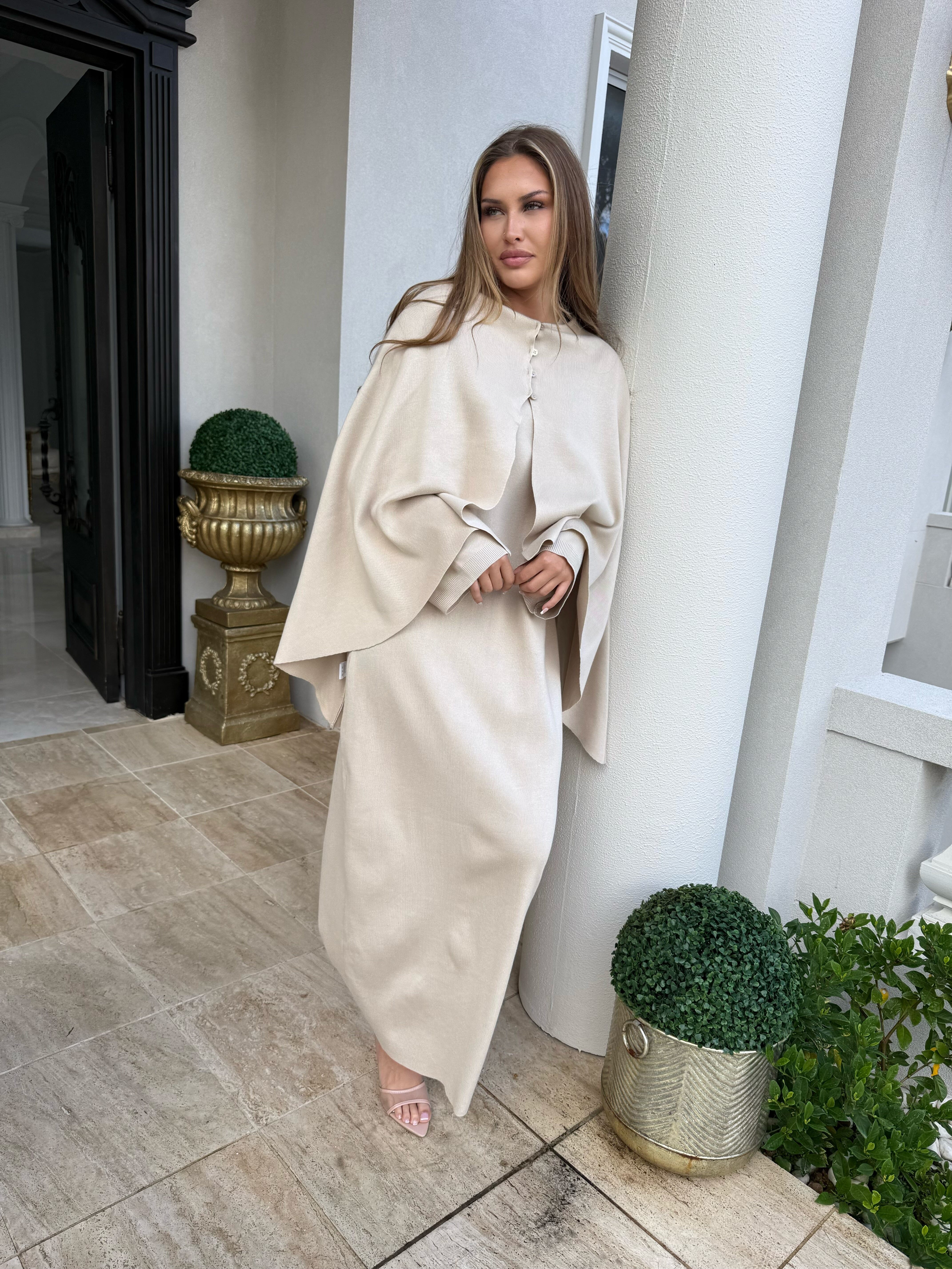 Poncho Knit Dress Set