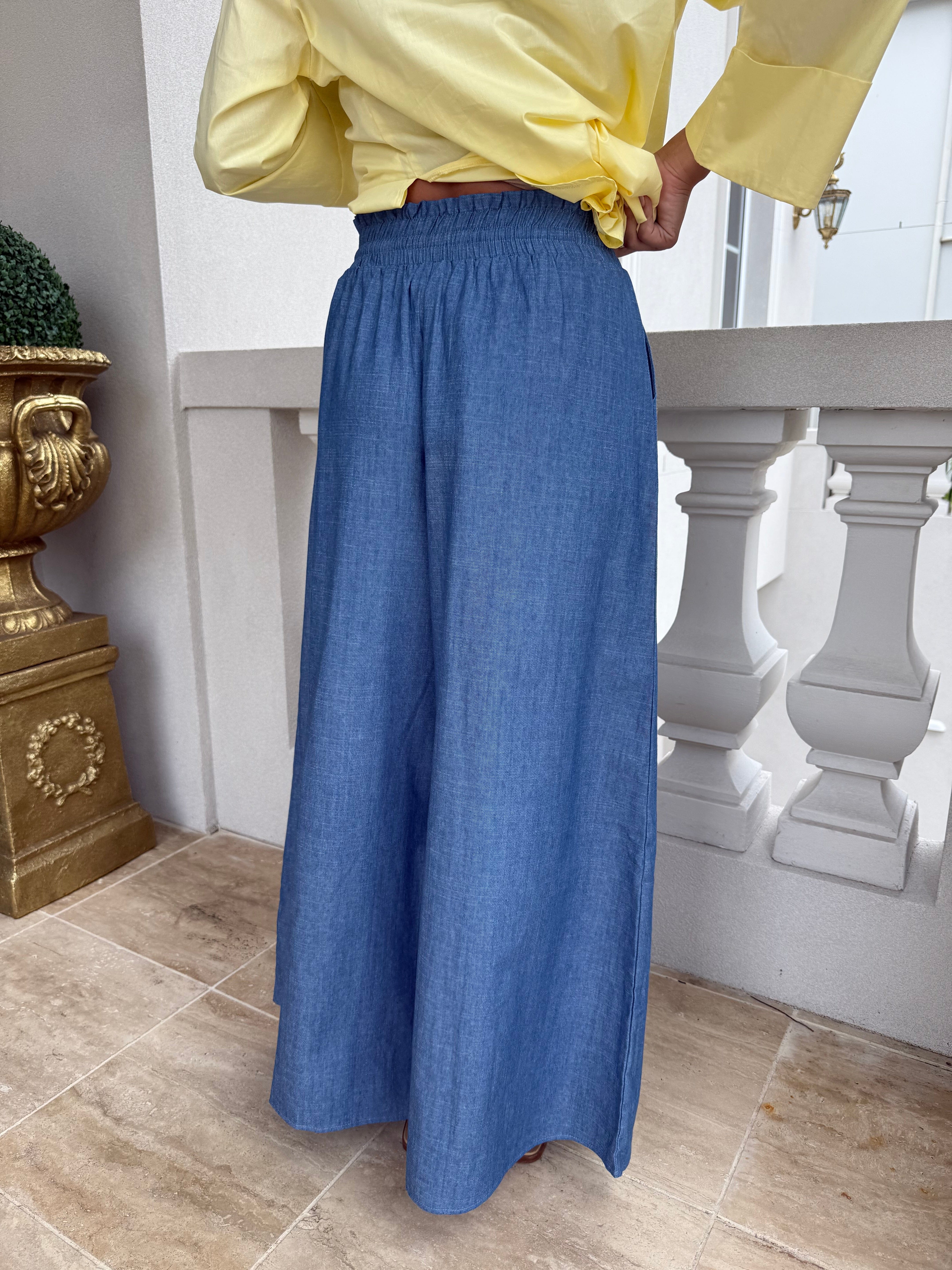 Chambray Wide Fit Pants