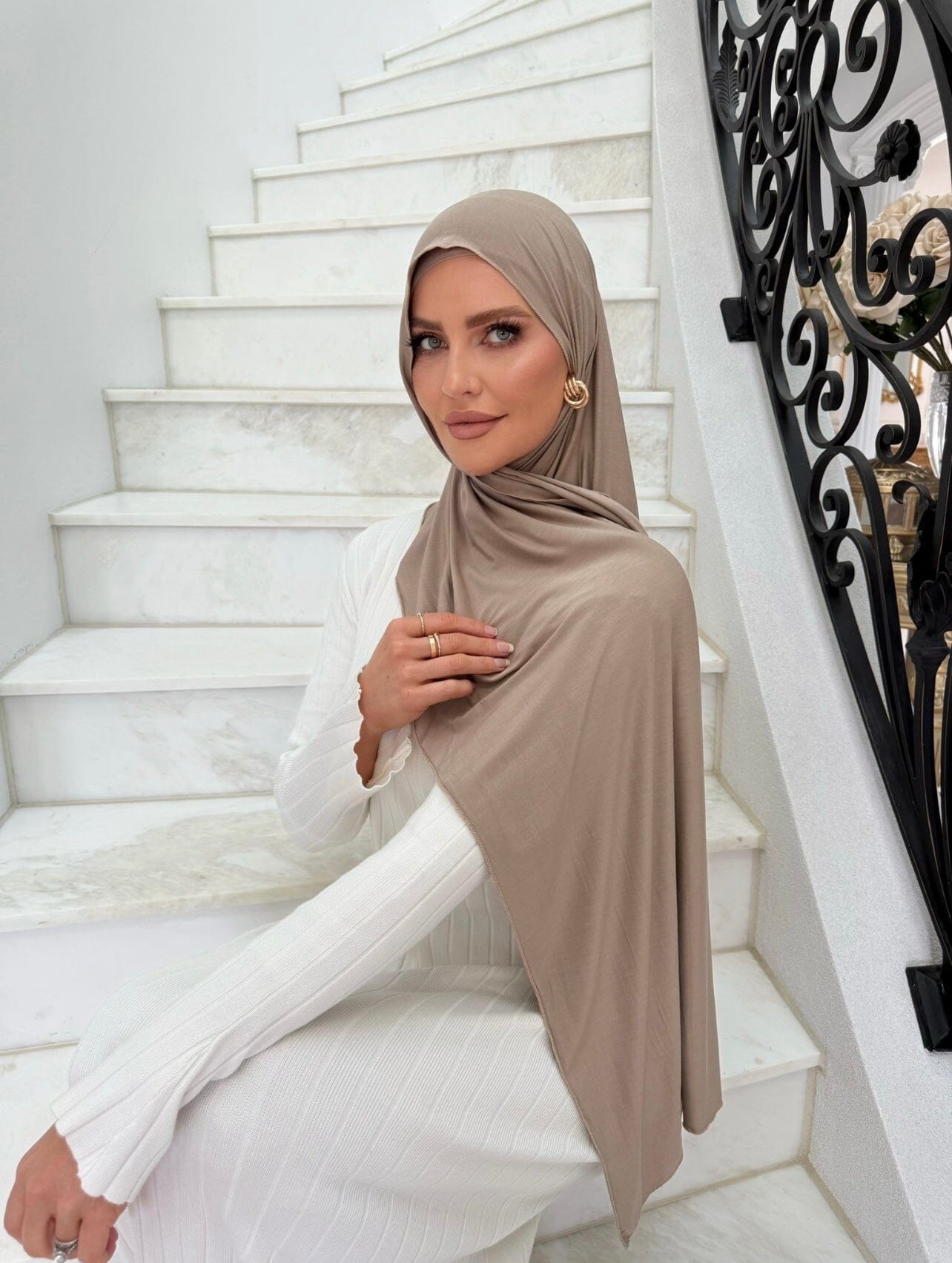 Mocha jersey hijab