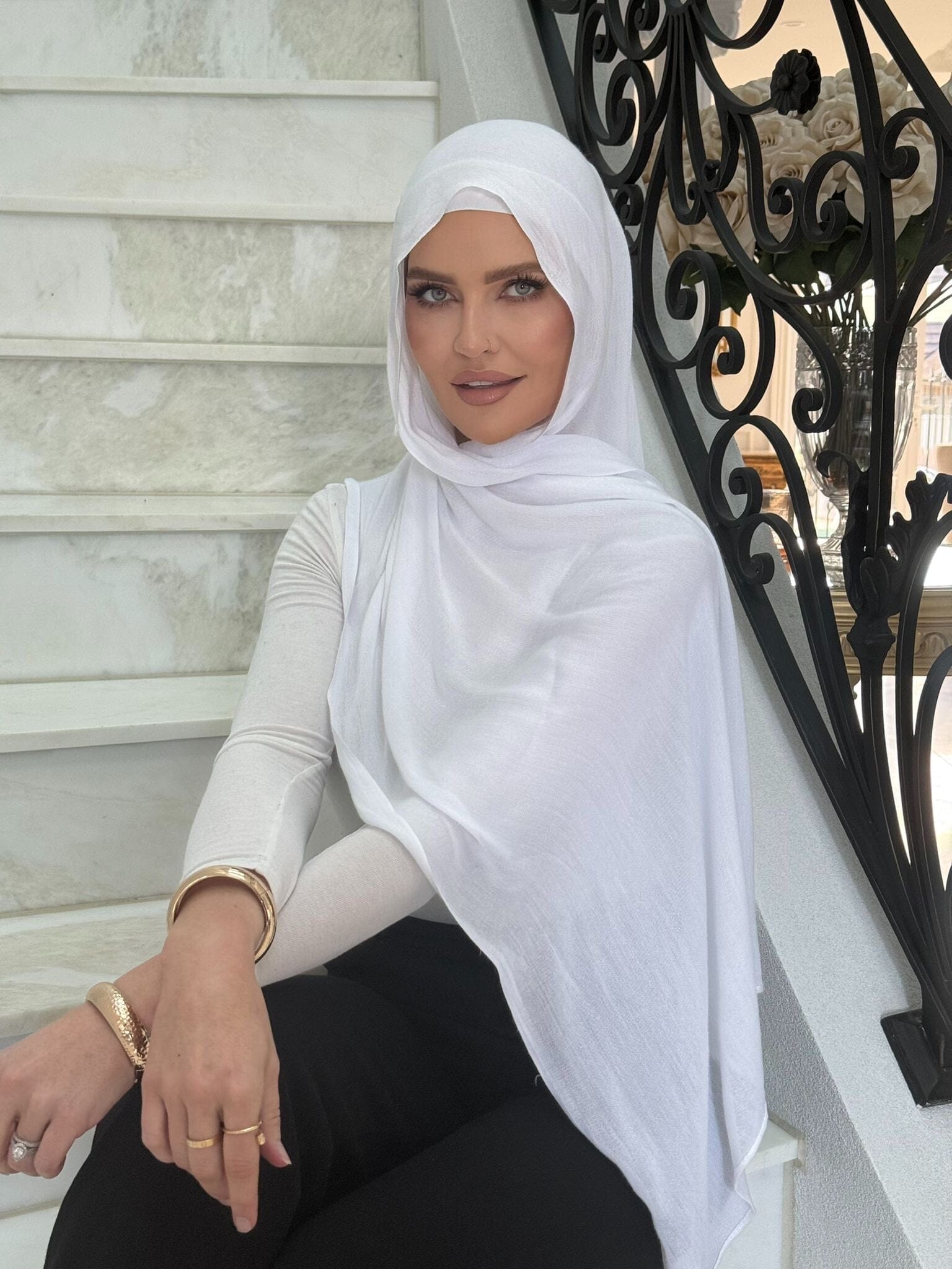 White Hijab Set