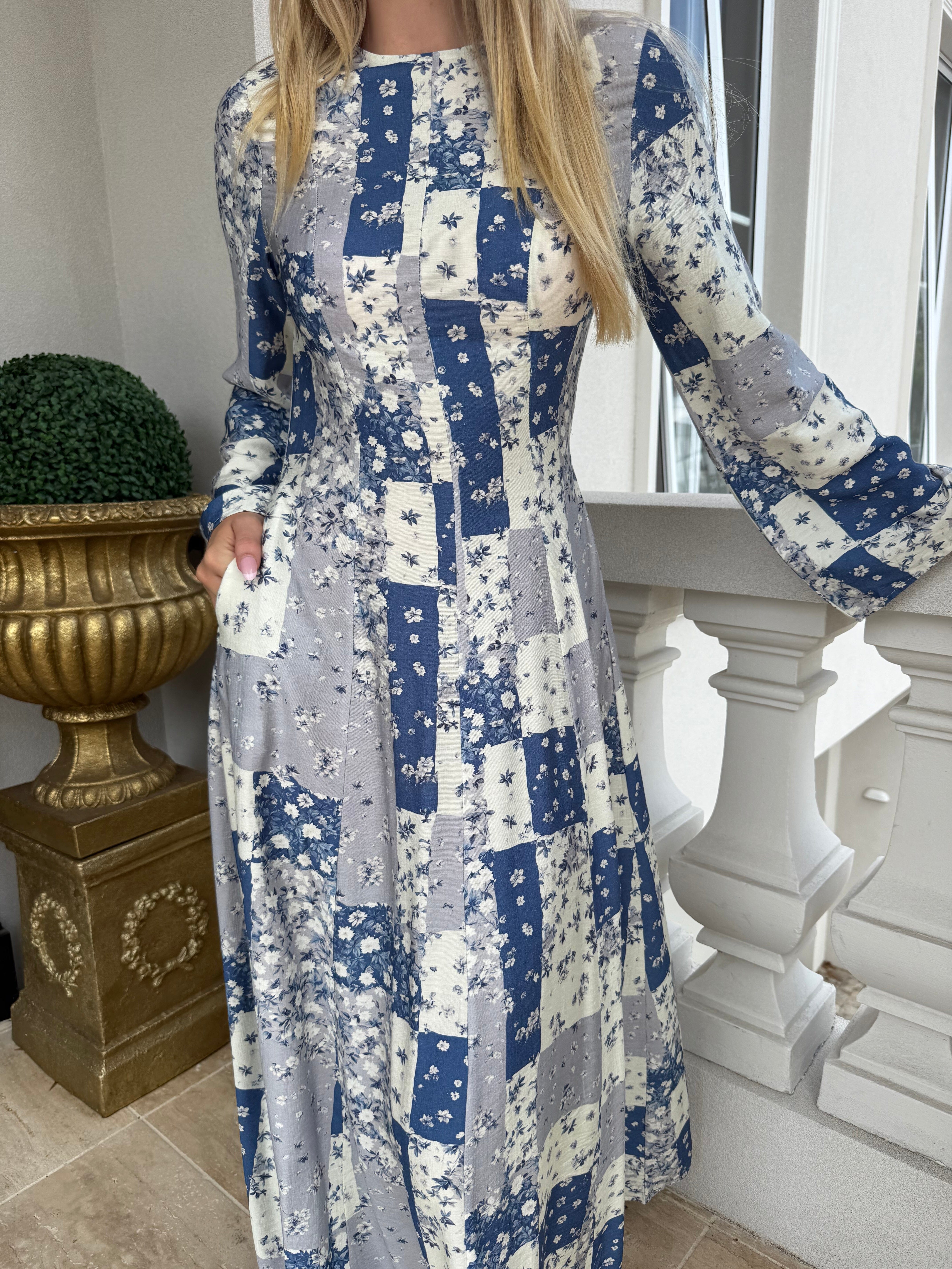 Blueish Back Tie Dress