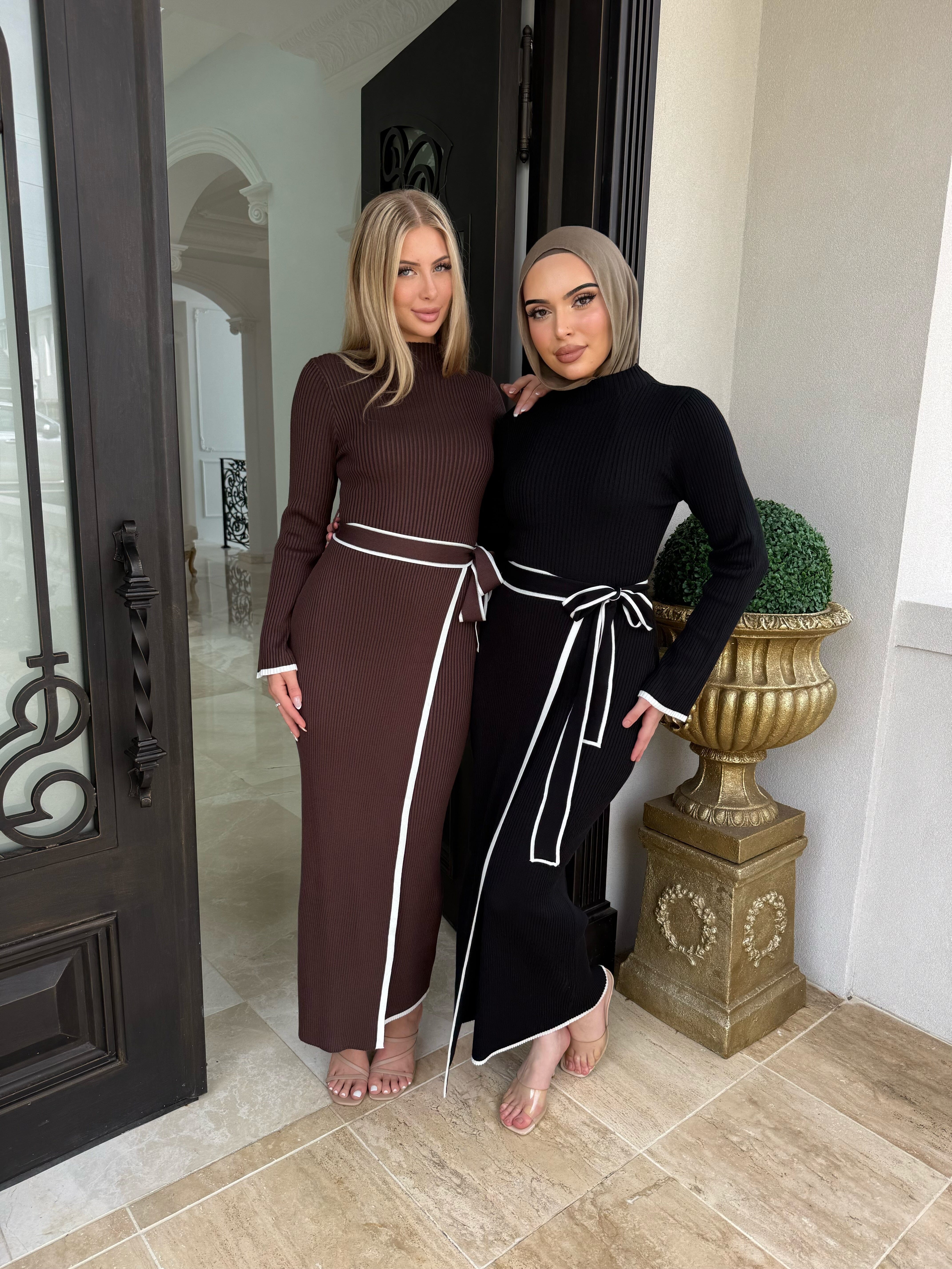 Trim Knit Wrap Dress